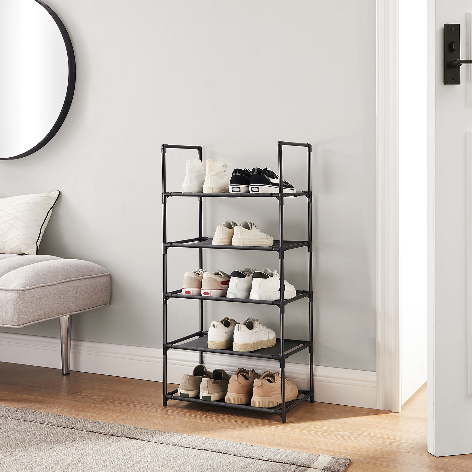 Shoe rack with 5 shelves made of non-woven fabric - Image 2