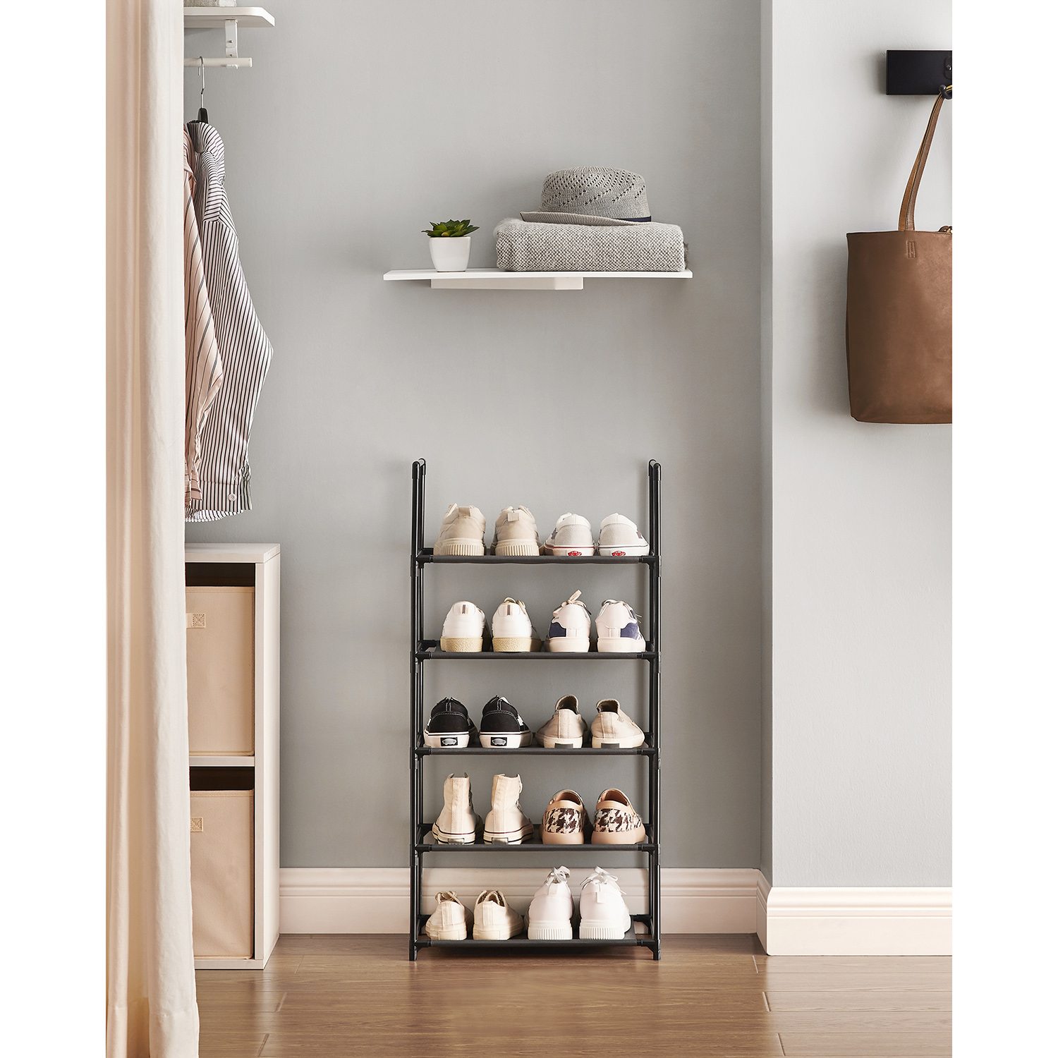 Shoe rack with 5 shelves made of non-woven fabric - Image 3