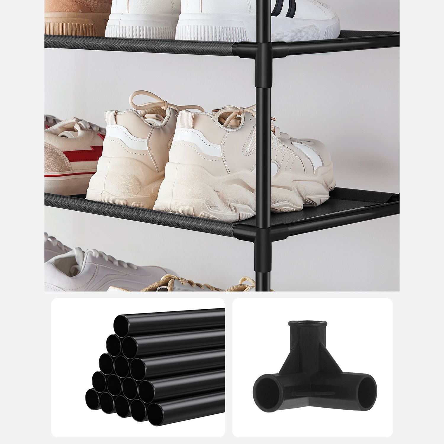 Shoe rack with 5 shelves made of non-woven fabric - Image 5