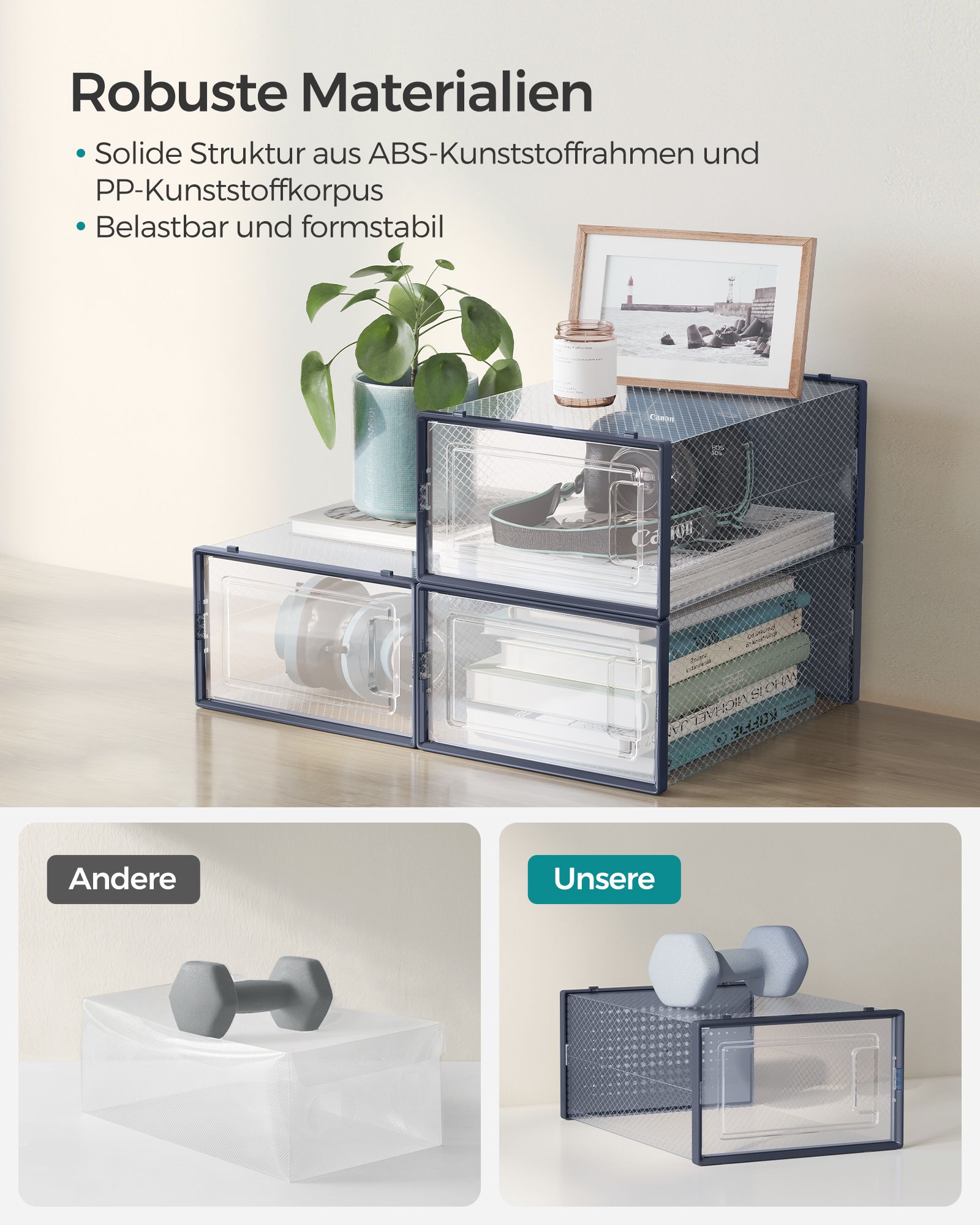 Shoe boxes set of 12 transparent anthracite blue - Image 5