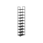 10-Tier Shoe Rack, Shoe Stand, Space-Saving Shoe Storage, 33 x 33 x 173 cm, Metal Frame, Non-Woven Fabric Shelves, for Hallway, Bedroom, Black LSR110B02
