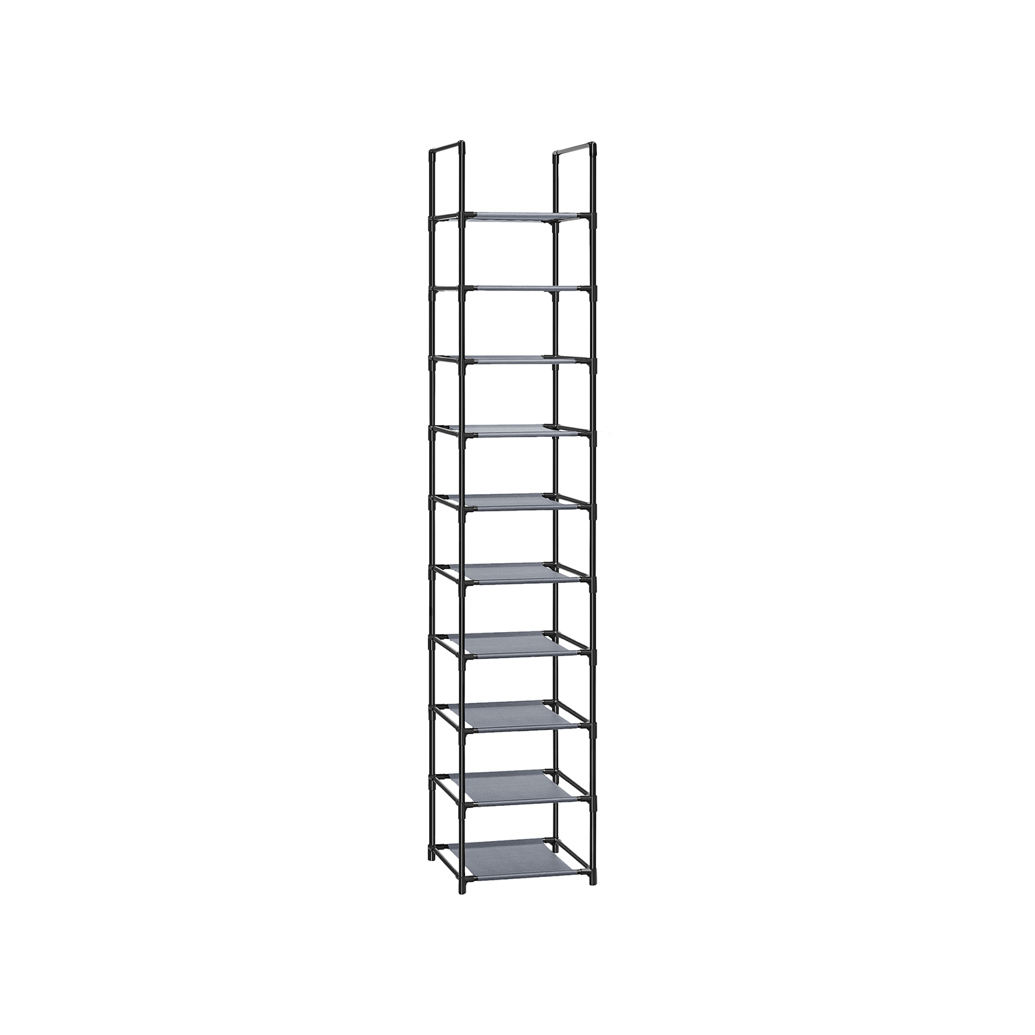 10-Tier Shoe Rack, Shoe Stand, Space-Saving Shoe Storage, 33 x 33 x 173 cm, Metal Frame, Non-Woven Fabric Shelves, for Hallway, Bedroom, Grey