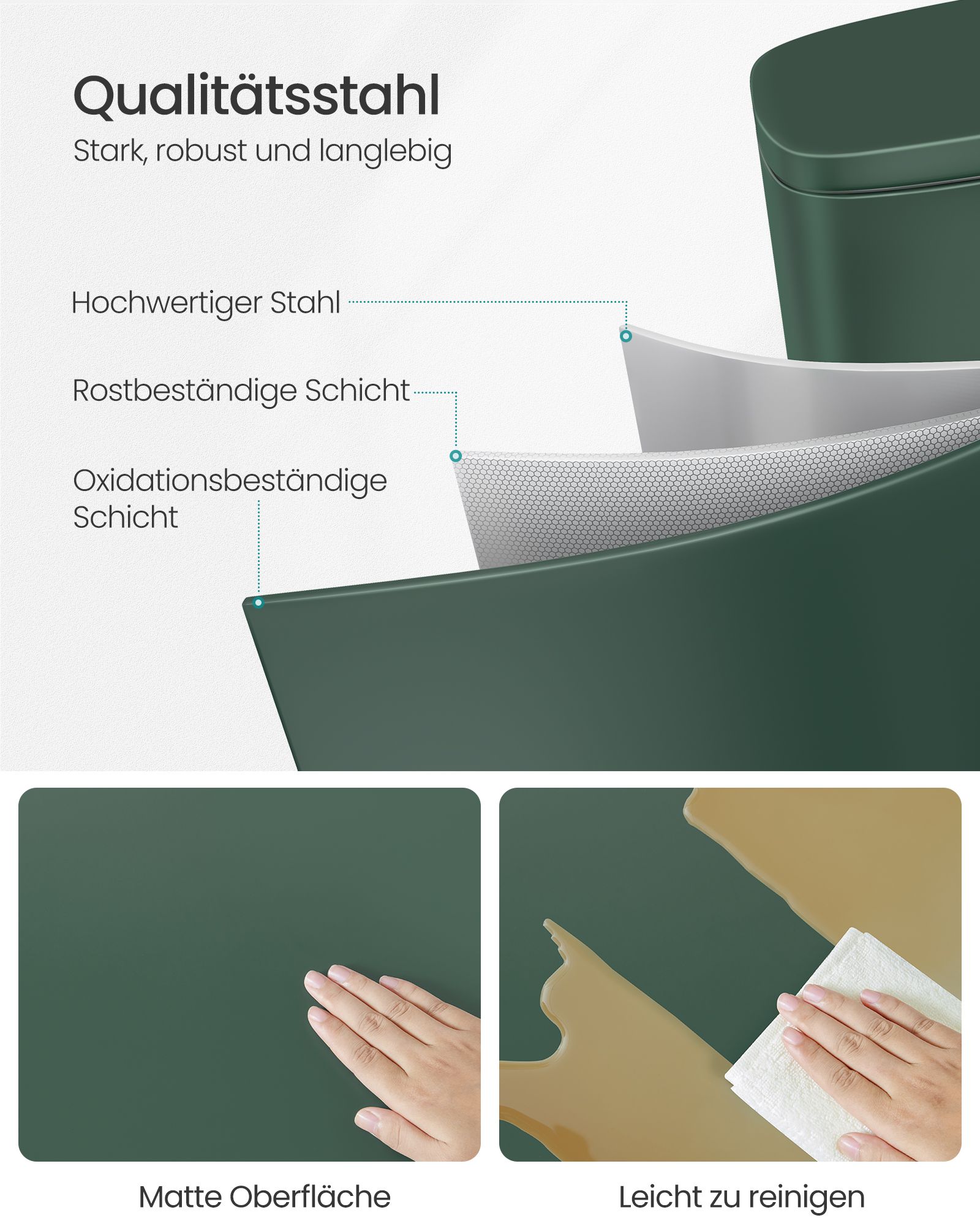 Kitchen waste bin 30 litre vintage green - Image 3