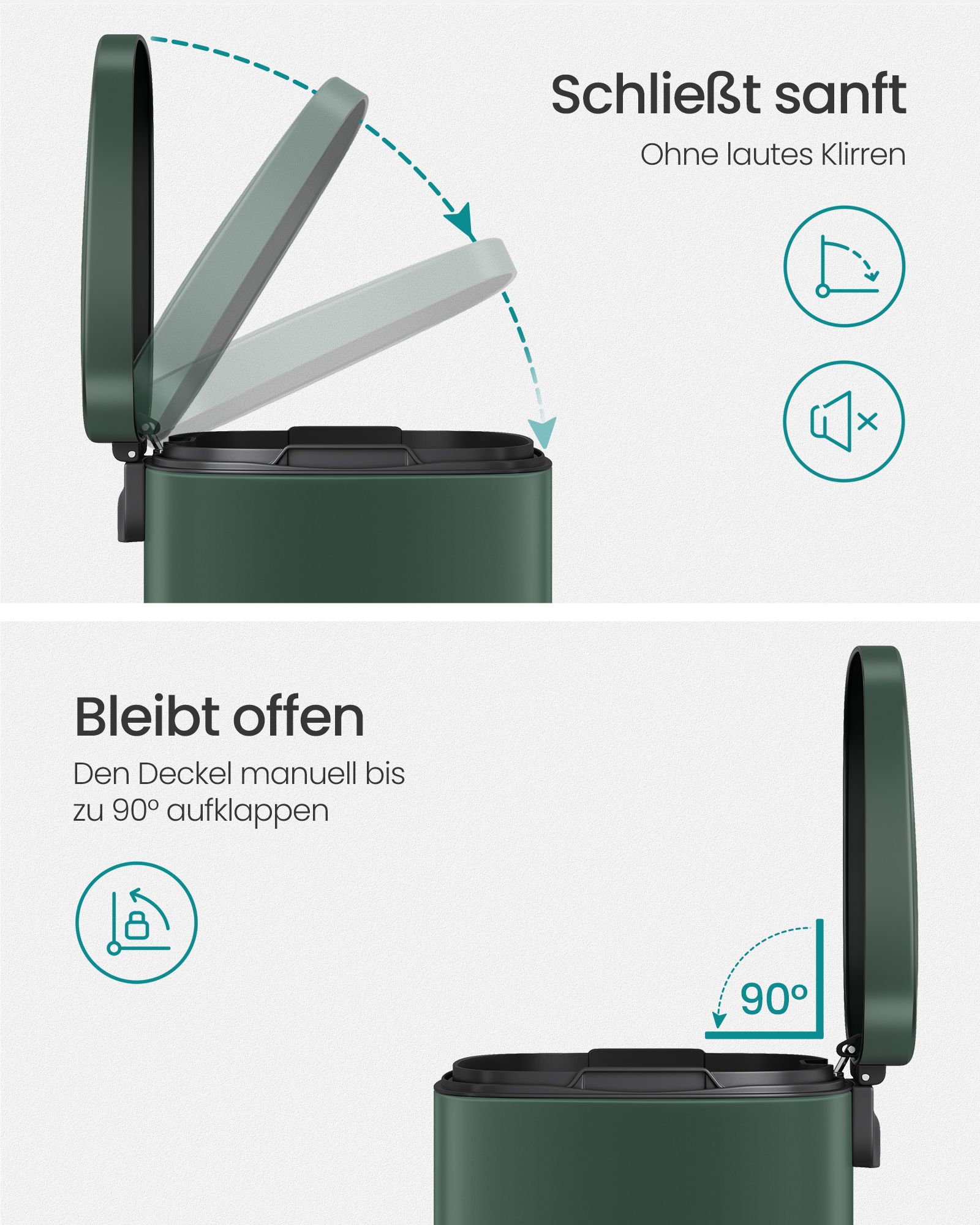 Kitchen waste bin 30 litre vintage green - Image 4