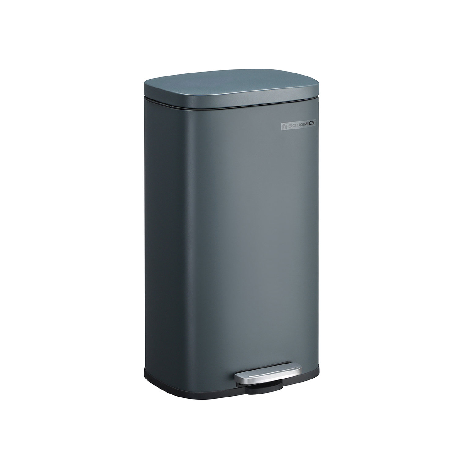 Kitchen Rubbish Bin, 30 L Pedal Bin with Plastic Inner Bucket, Lid, Soft Close, Odour Control, Smoky Grey LTB03GS
