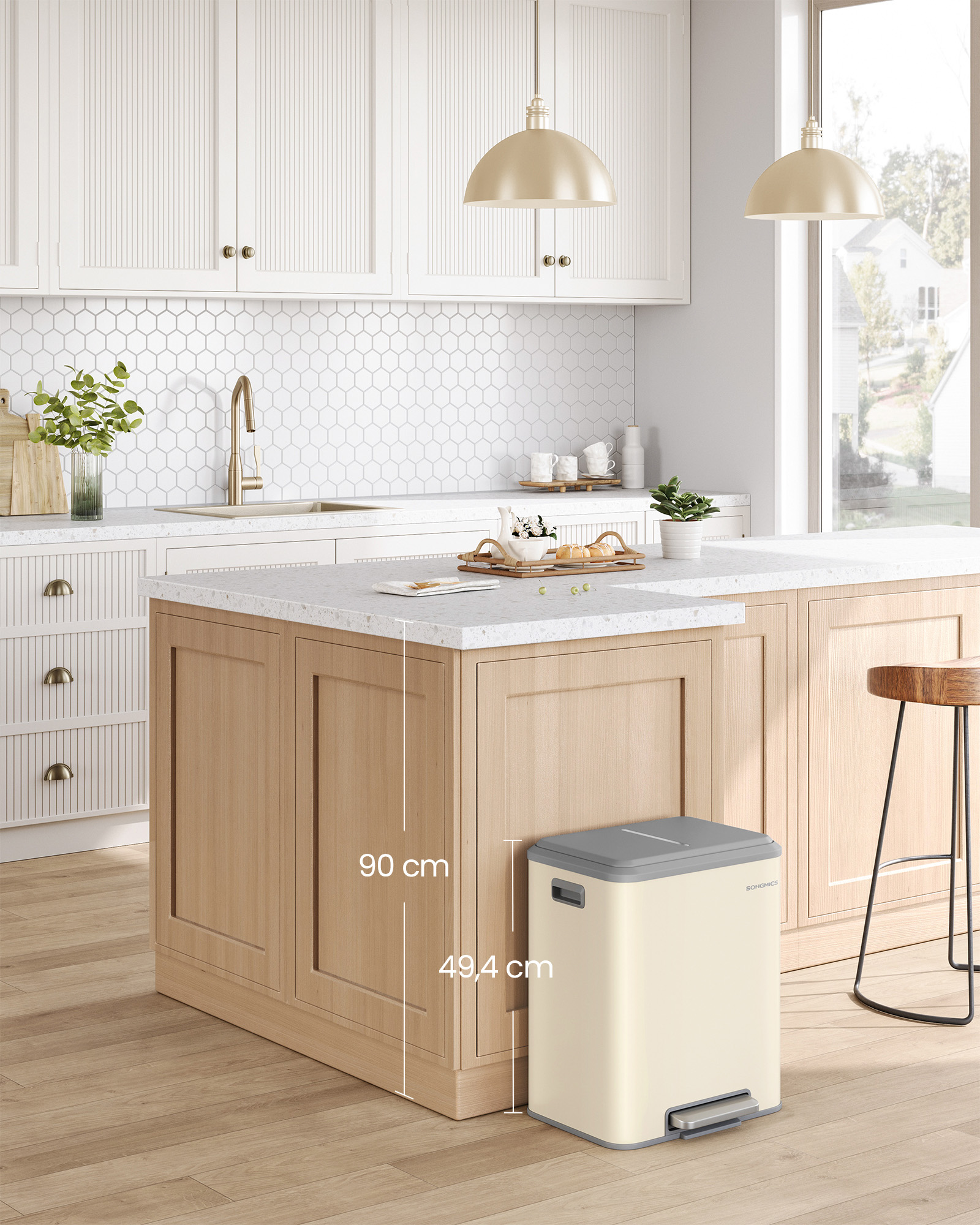 2 compartments for recycling and residual waste sand beige - Image 2