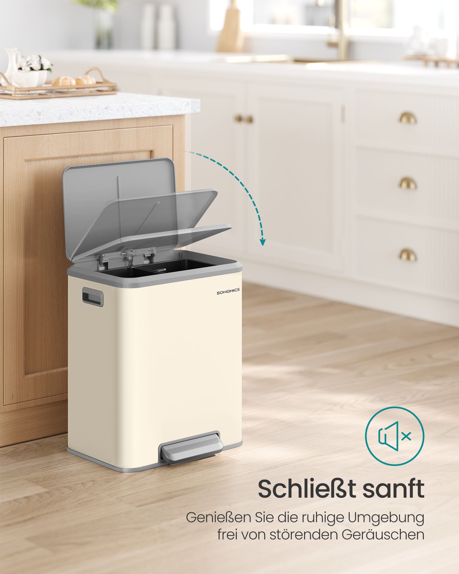 2 compartments for recycling and residual waste sand beige - Image 3