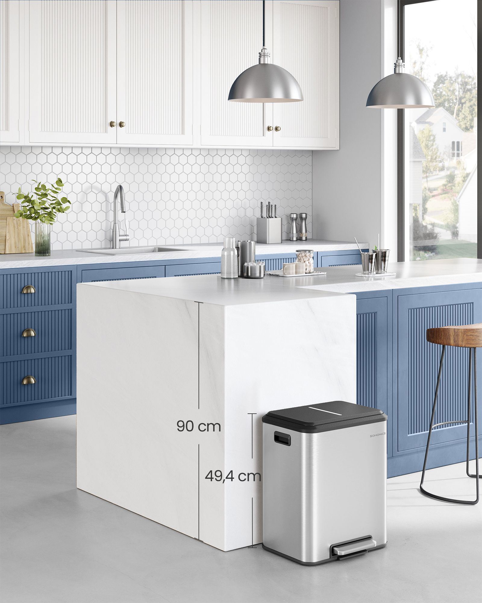 Køkkenaffaldsspand metallic sølv - Billede 2
