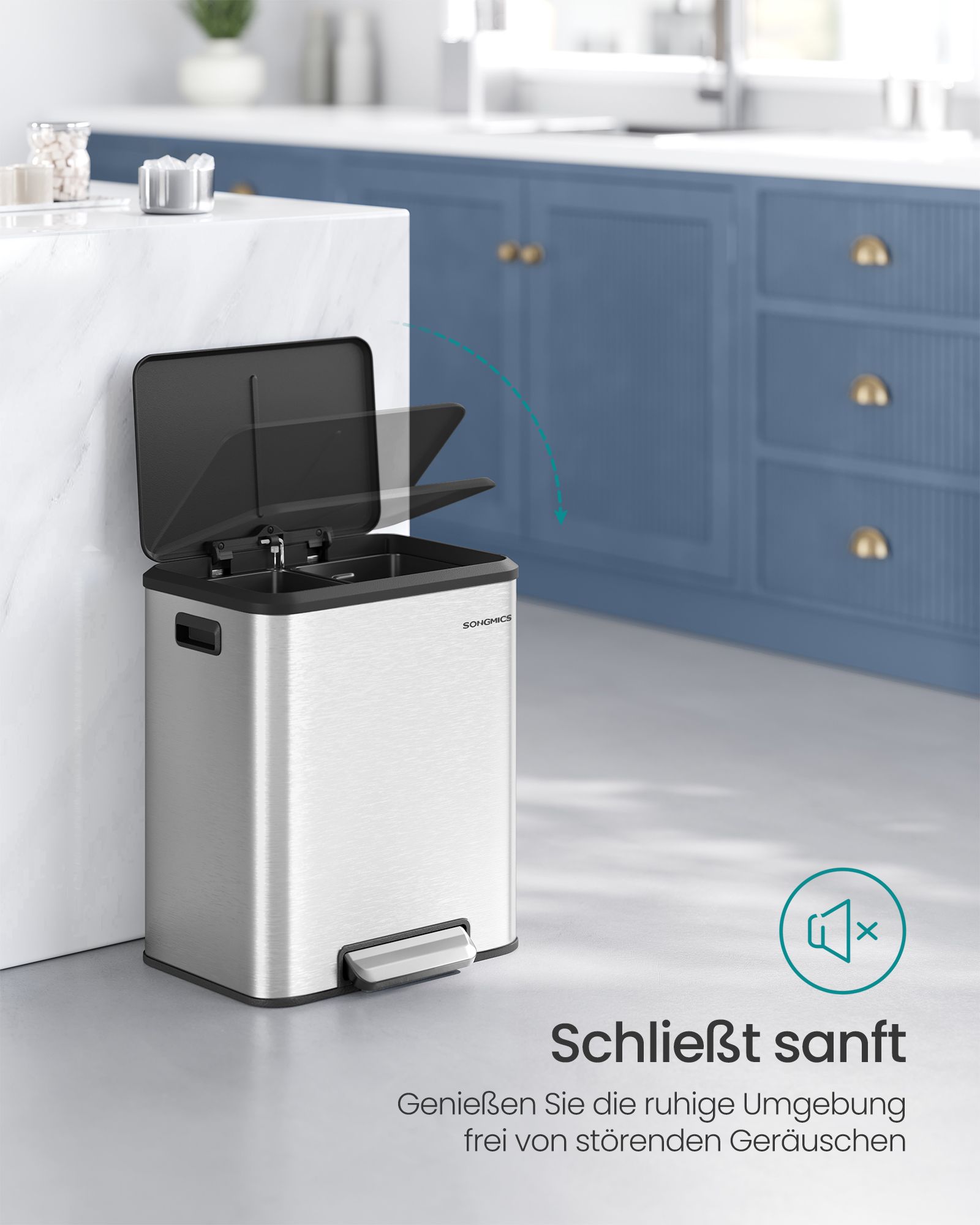Køkkenaffaldsspand metallic sølv - Billede 3