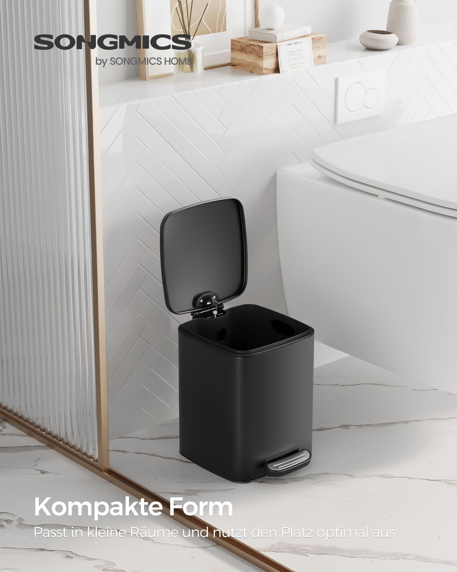 Cosmetic bin with pedal steel black - Image 2