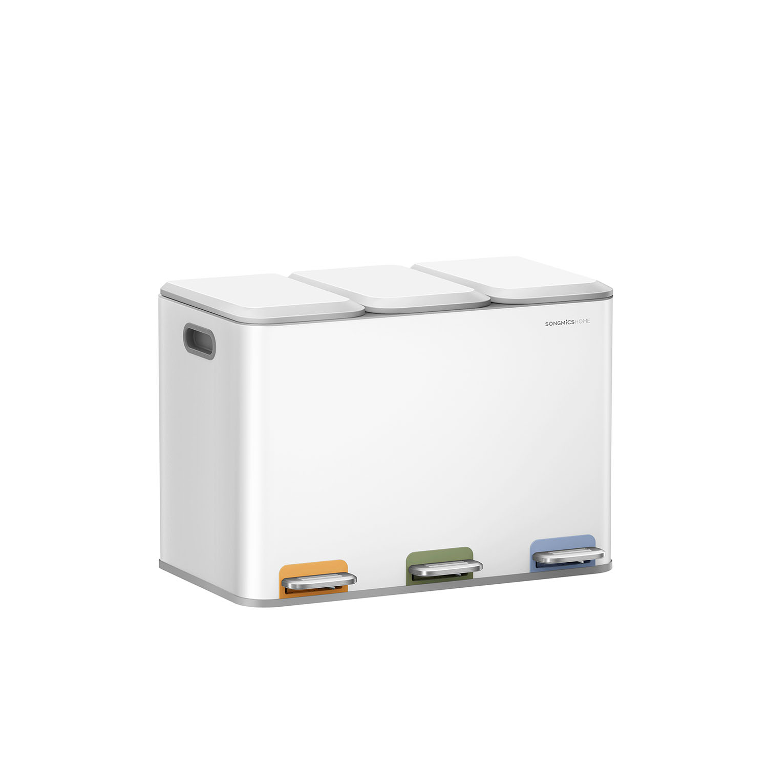 Kitchen waste bin 3 x 15 L compartments cloudy white