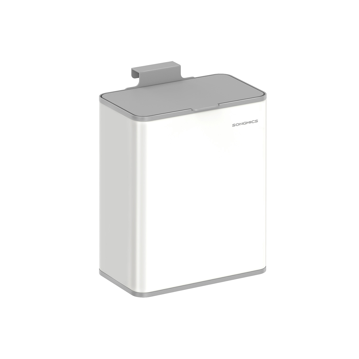 Hanging waste bin 8 L with lid cloud white