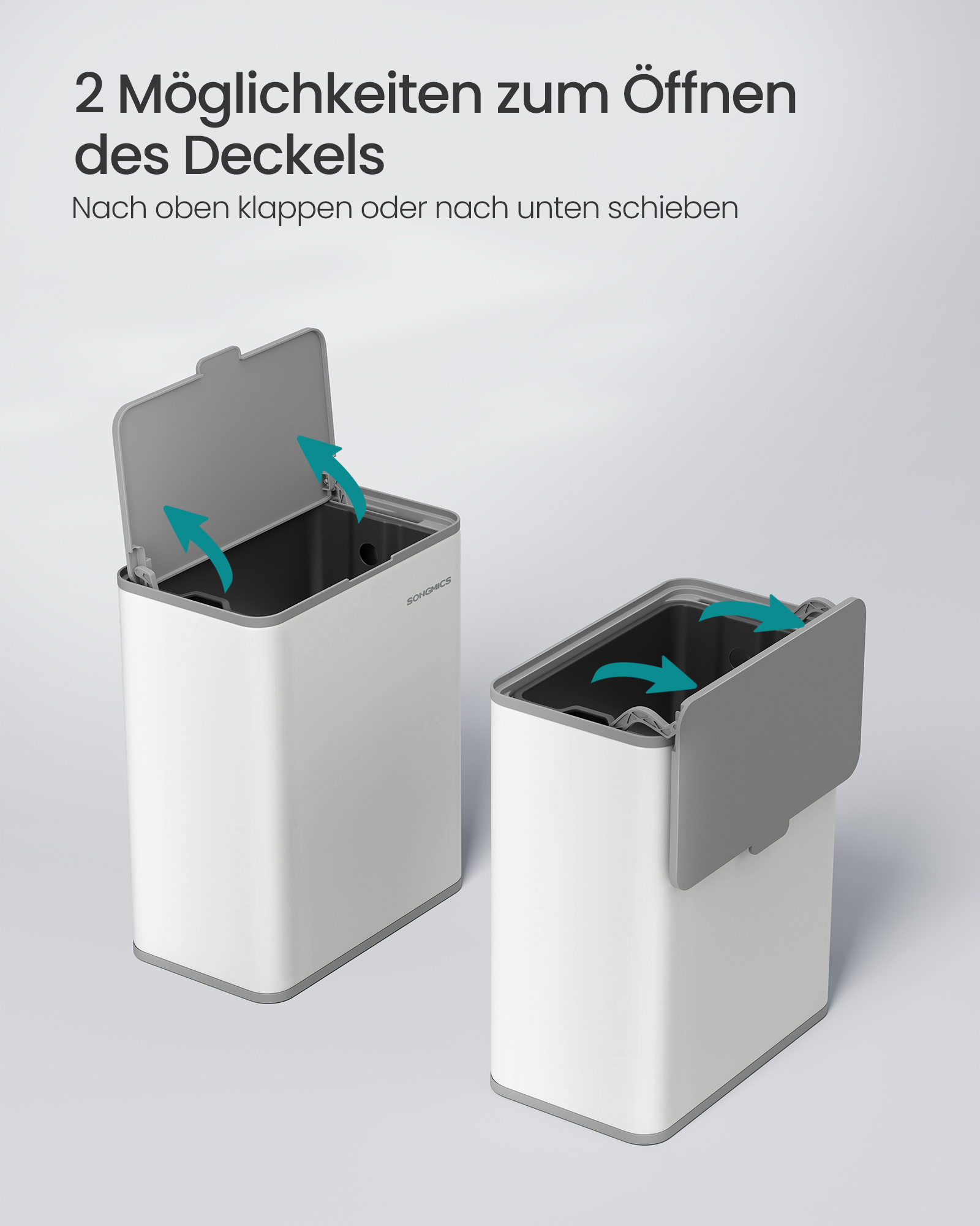 Hanging waste bin 8 L with lid cloud white - Image 4