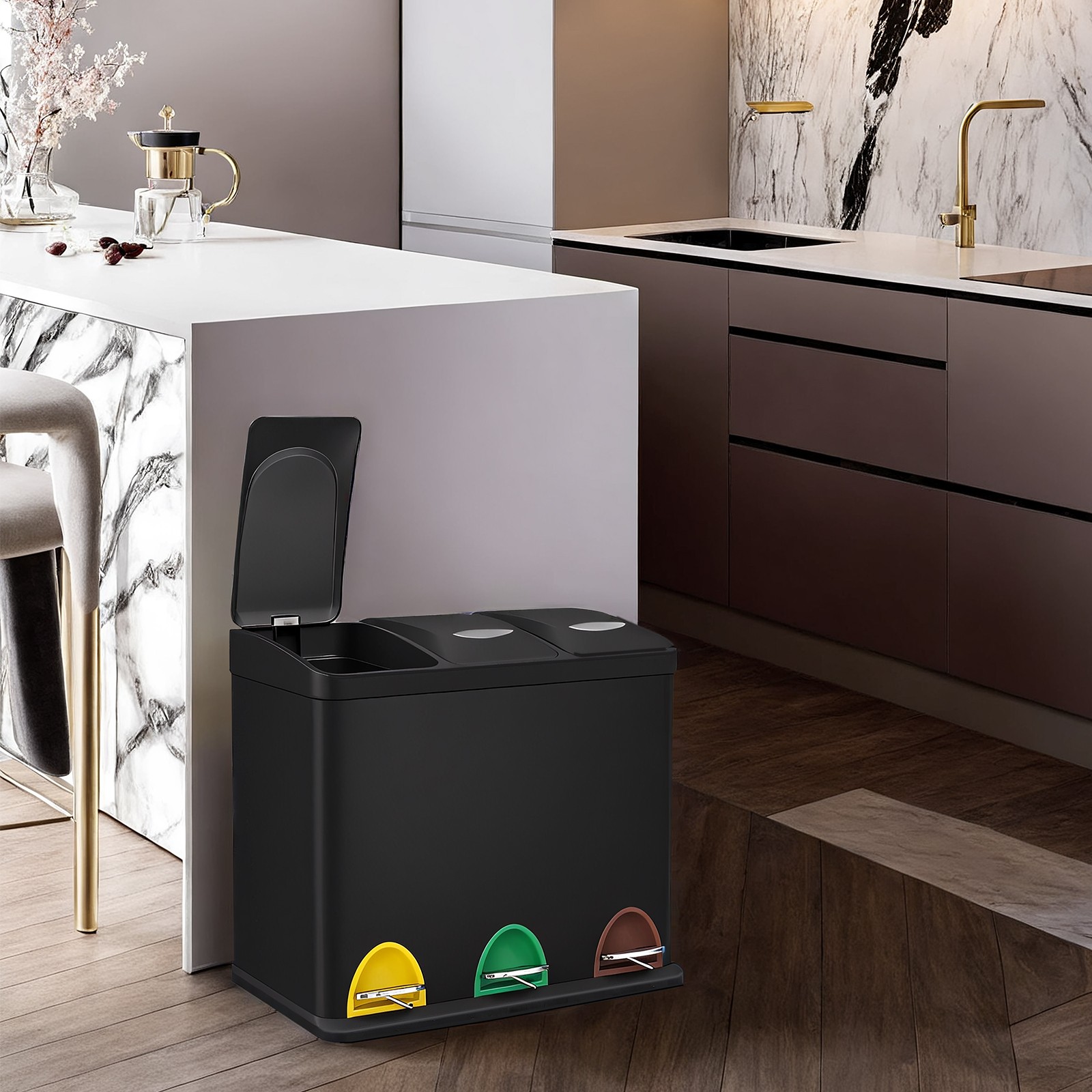 Kitchen waste bin, 3 x 8 litres, small capacity - Image 2