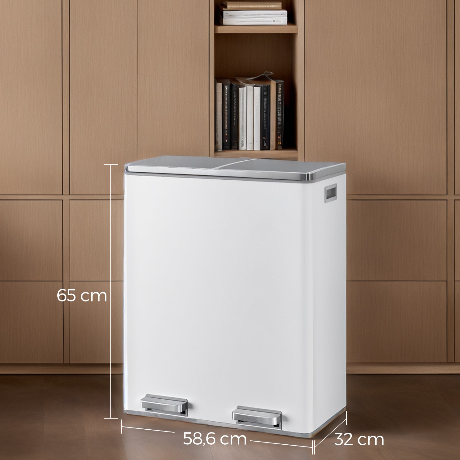 Waste bin, 2 x 30 litres, 2 compartments - Image 2