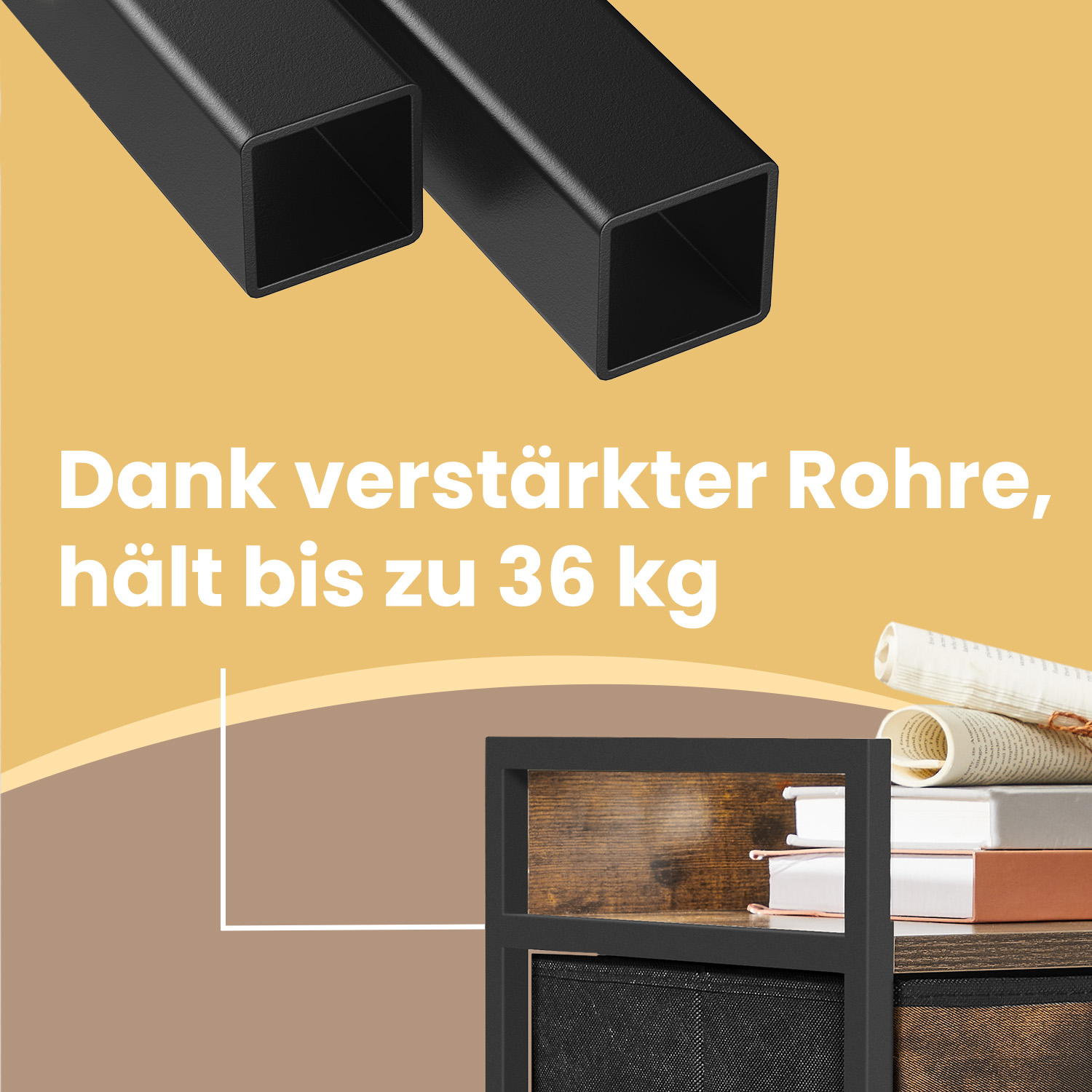 Byrå med 5 tygskåpslådor vintage brun-ink svart - Bild 4
