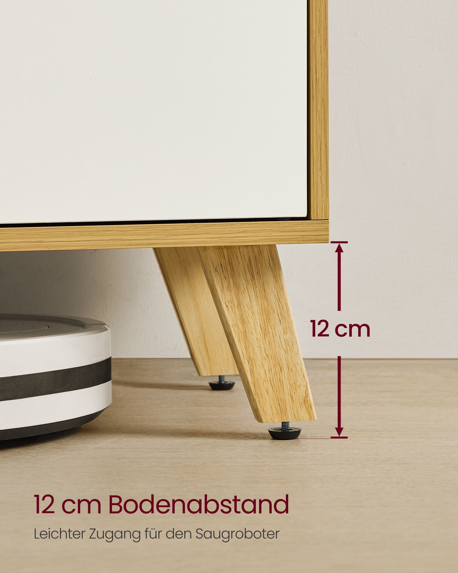 TV-skab 140 cm langt natur eg farve-cremehvid - Billede 6
