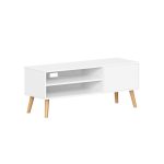 TV-skap Lowboard TV-skap for TV-er opp til 55 tommer 120 cm langt TV-stativ til stuen Industriell design Hvit