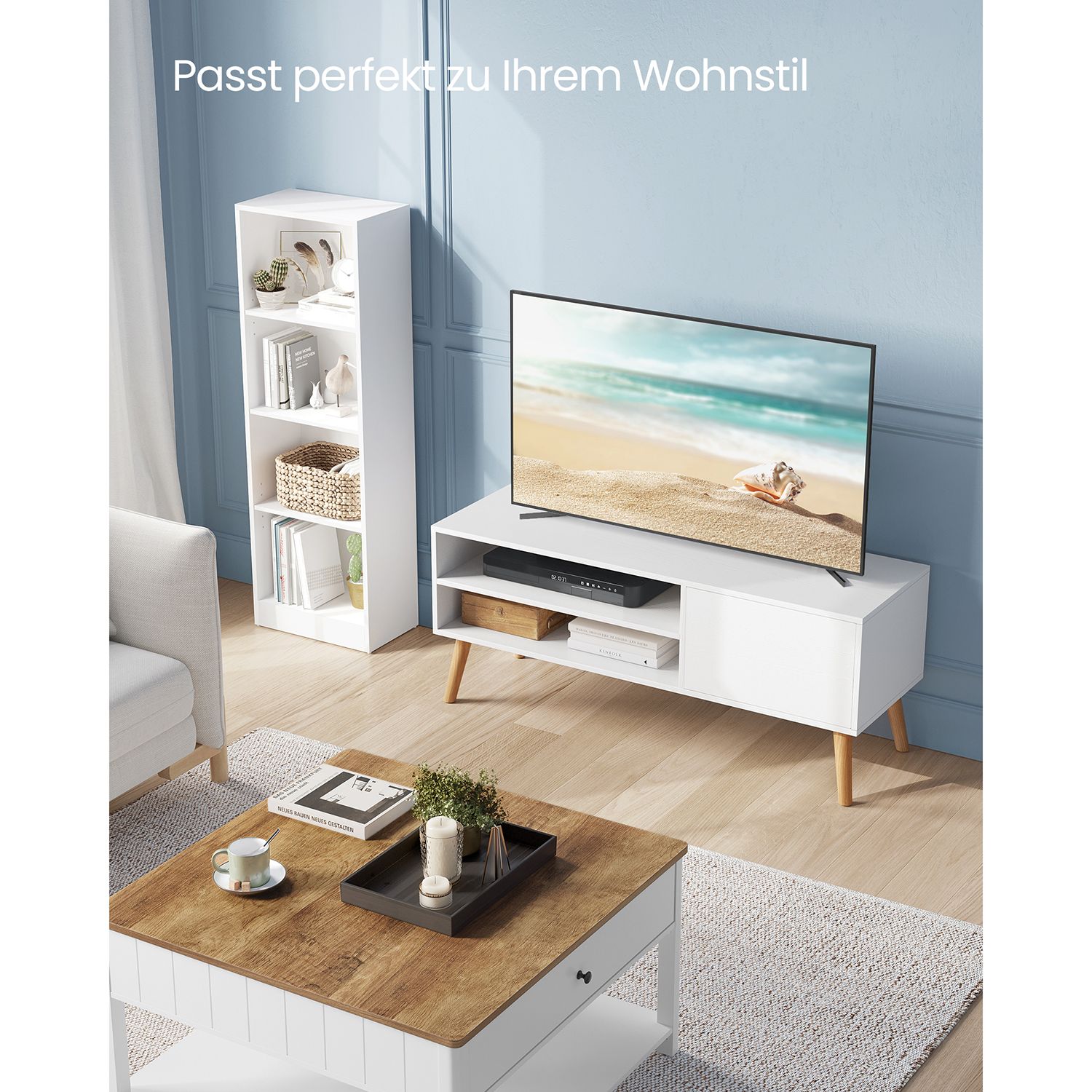 TV Cabinet Lowboard TV Cabinet for TVs up to 55 Inches 120 cm Long TV Stand for Living Room Industrial Design White - Image 3