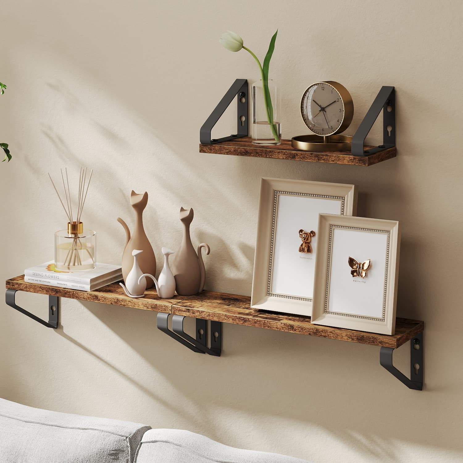 VASAGLE wall shelf, floating shelf, set of 3