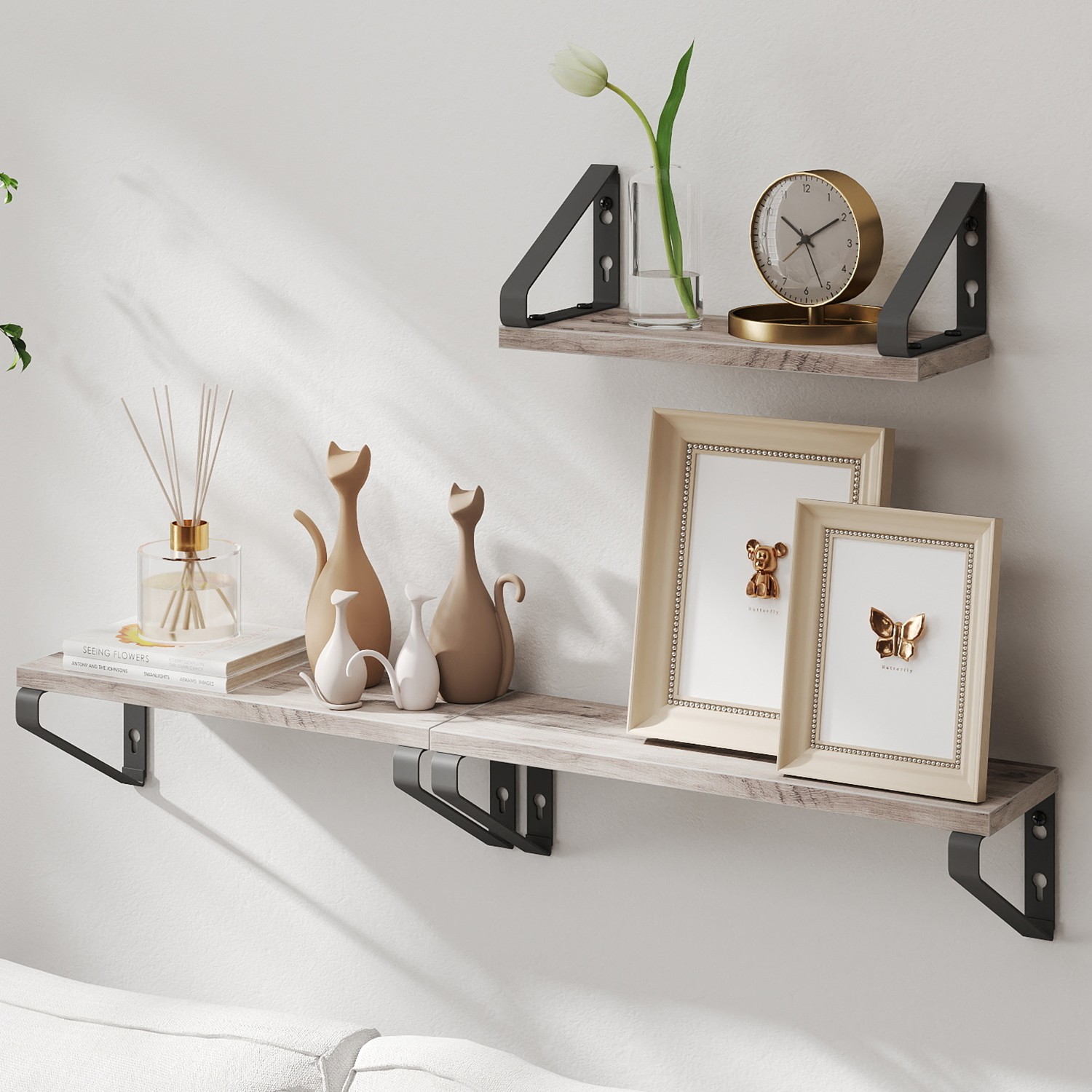VASAGLE wall shelf, floating shelf, set of 3