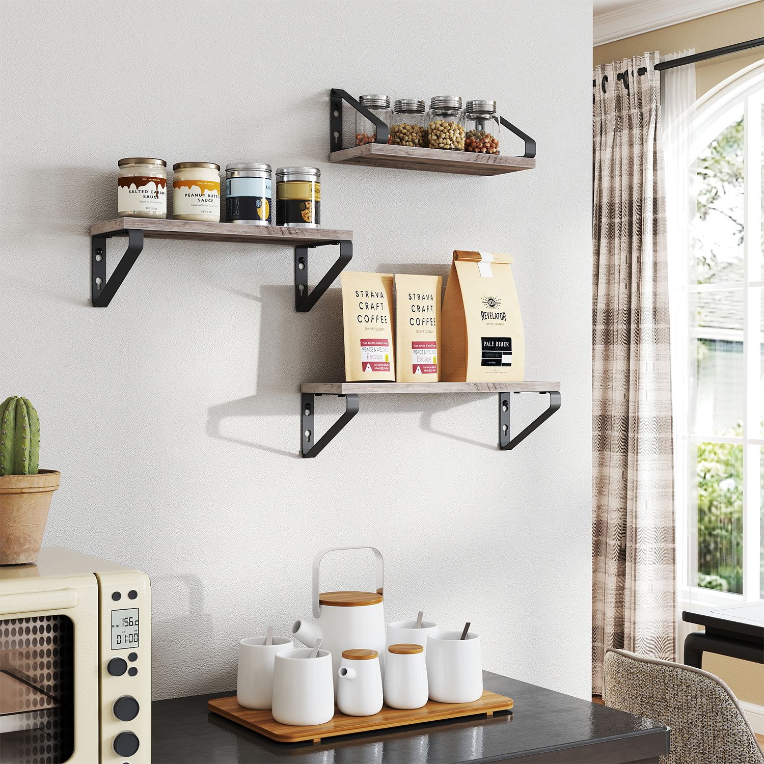 VASAGLE wall shelf, floating shelf, set of 3 - Image 2