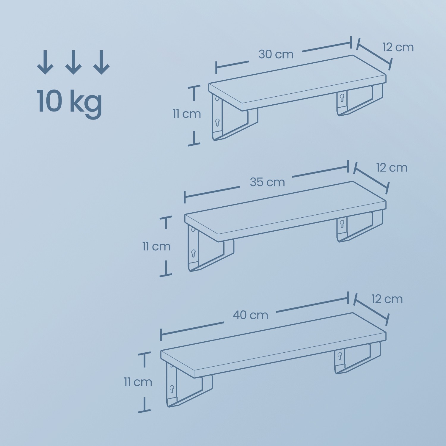 VASAGLE wall shelf, floating shelf, set of 3 - Image 6