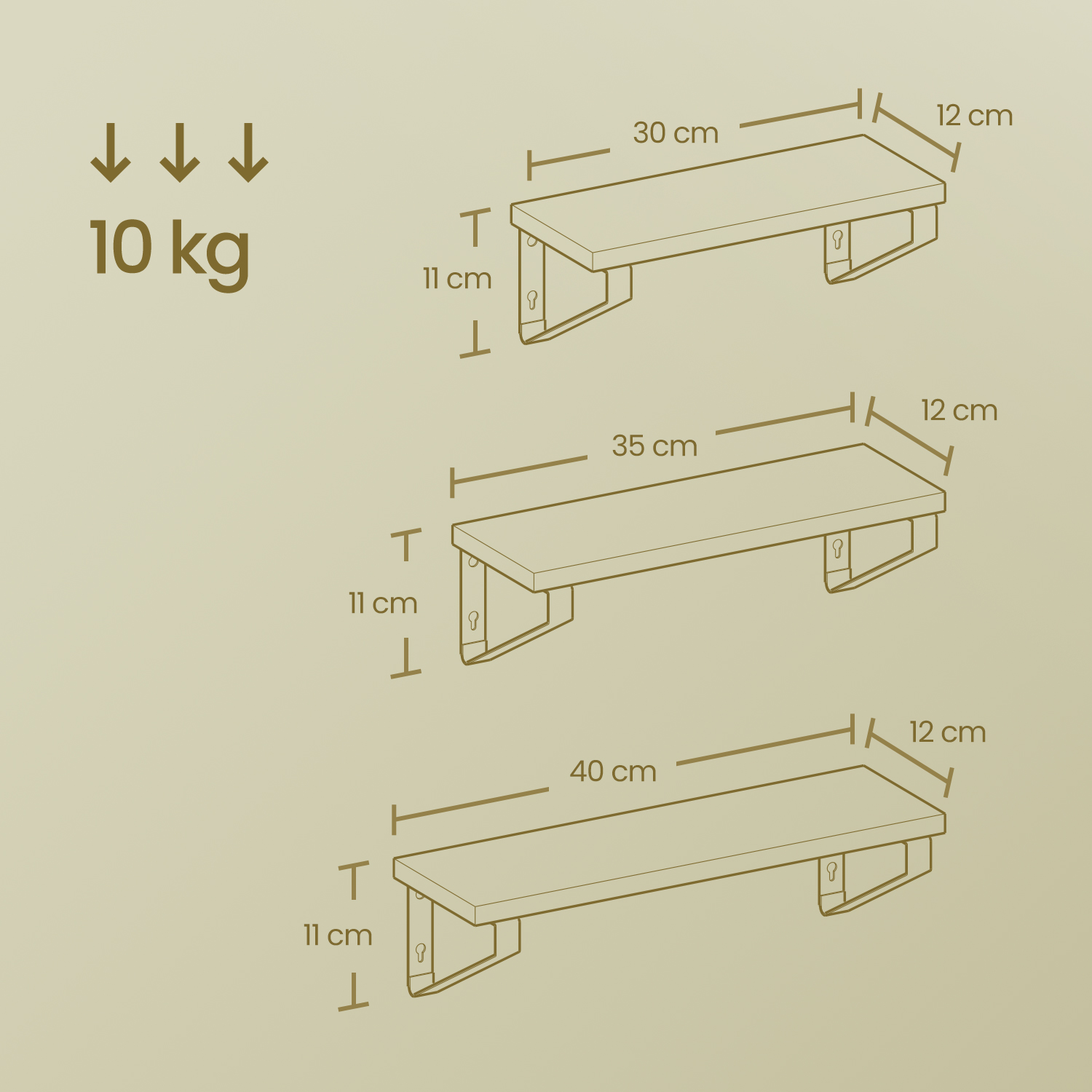 Wall shelf, floating shelf, set of 3 - Image 6