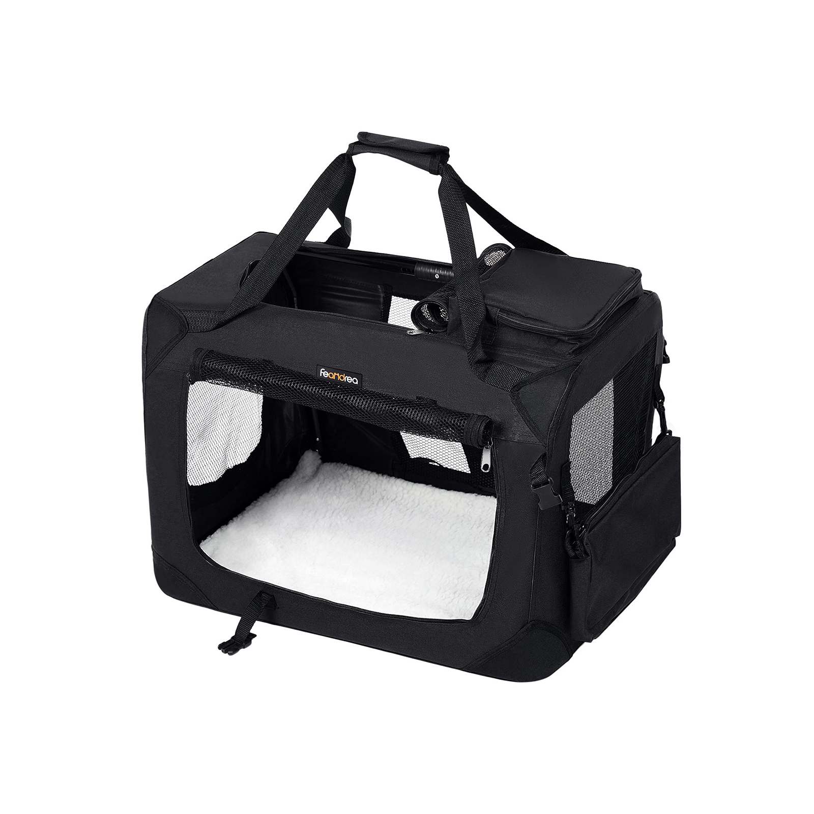 Dog Carrier, Folding Fabric Pet Carrier, 50 x 35 x 35 cm, Black