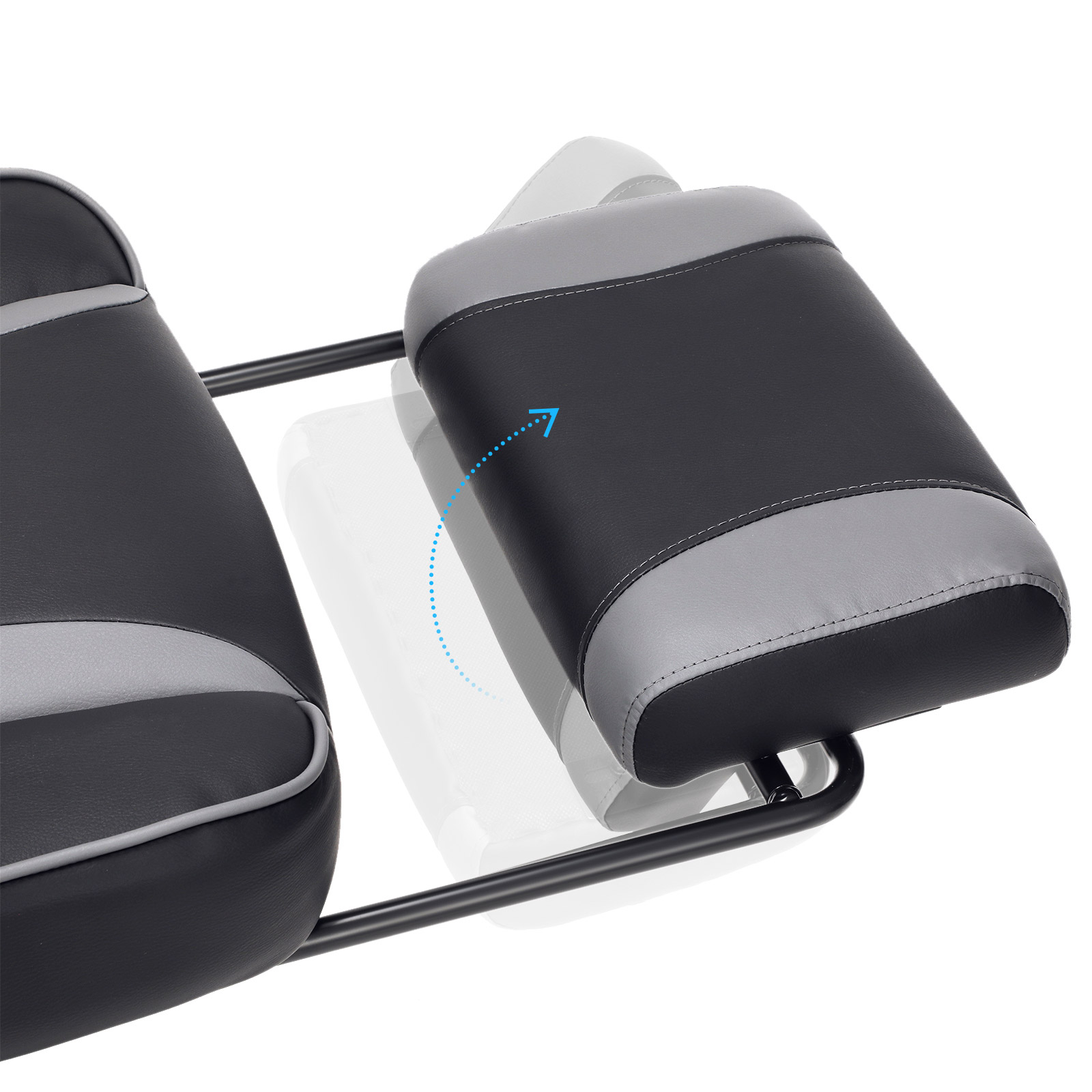 Gamingstol Skrivebordsstol med fodstøtte, kontorstol med nakkestøtte og lændepude, højdejusterbar, ergonomisk, 90-135° vippevinkel, belastning 150 kg Sort + grå - Billede 5