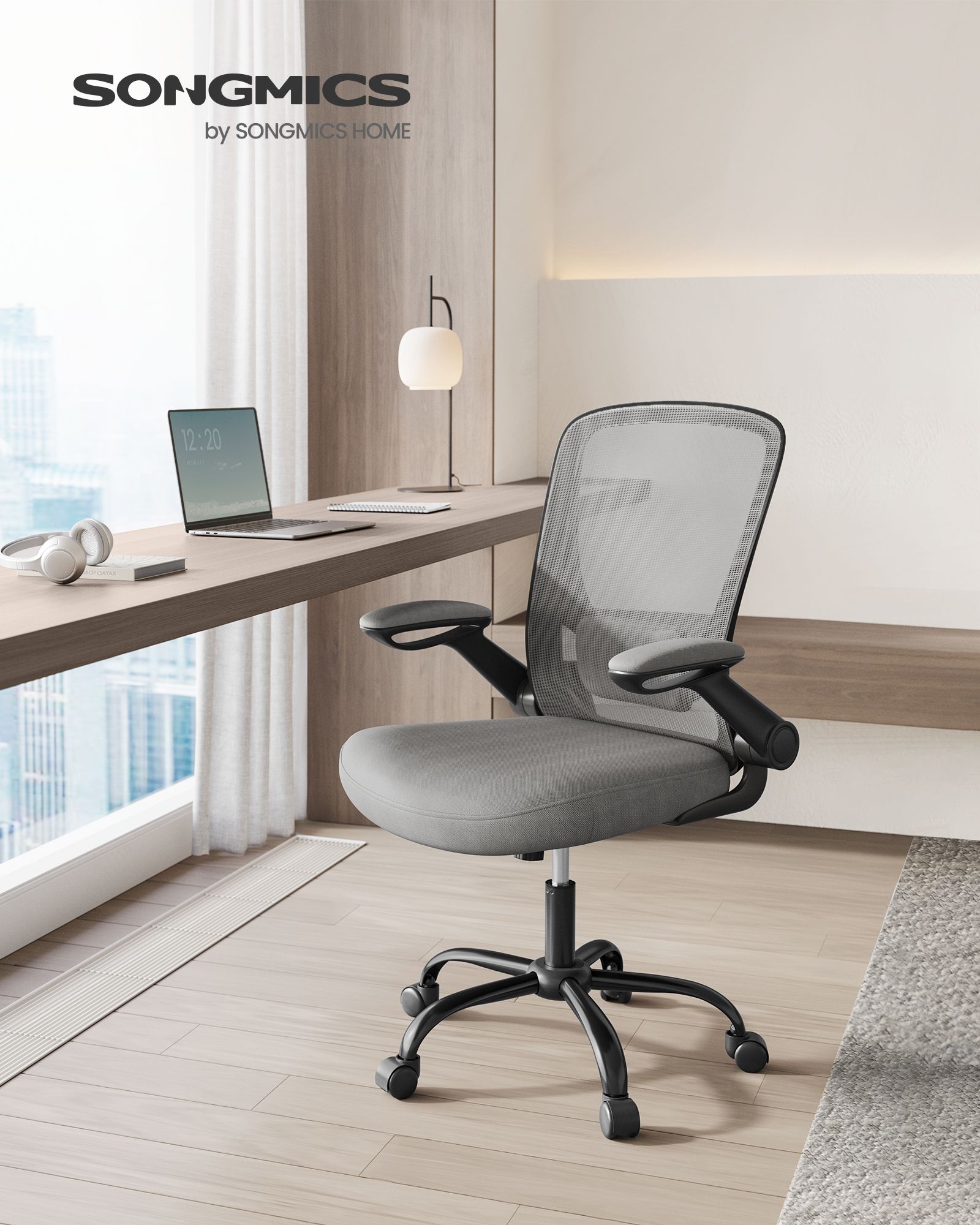 Office chair ergonomic rocking function armrests dove grey - Image 2