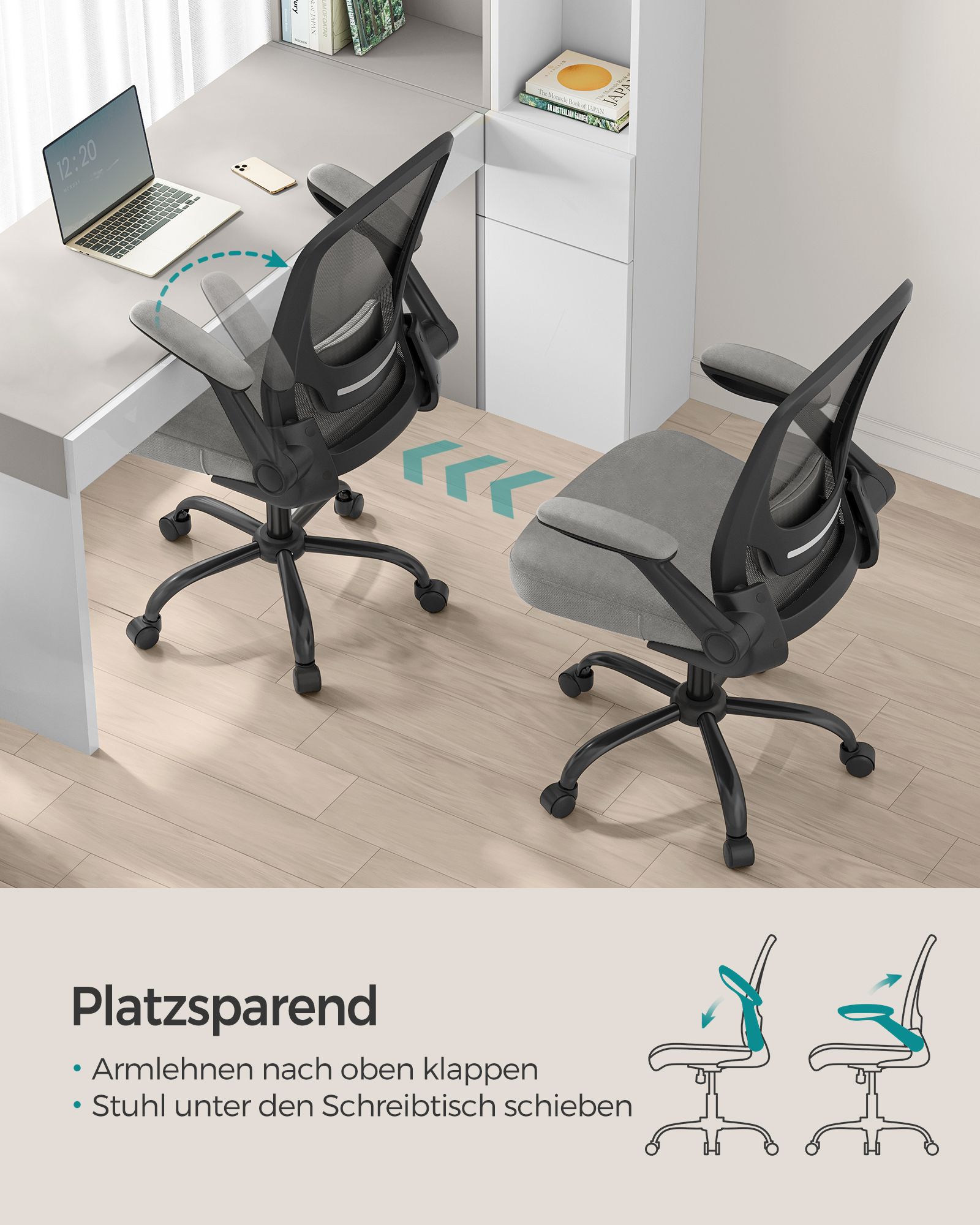 Office chair ergonomic rocking function armrests dove grey - Image 3