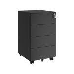 Mobile pedestal with 4 drawers and wheels ink black