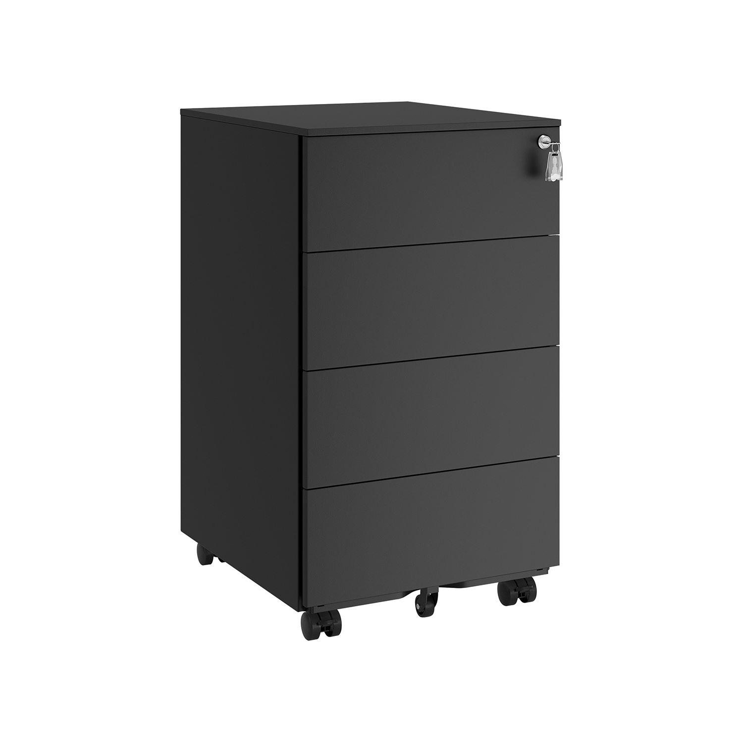 Mobile pedestal with 4 drawers and wheels ink black