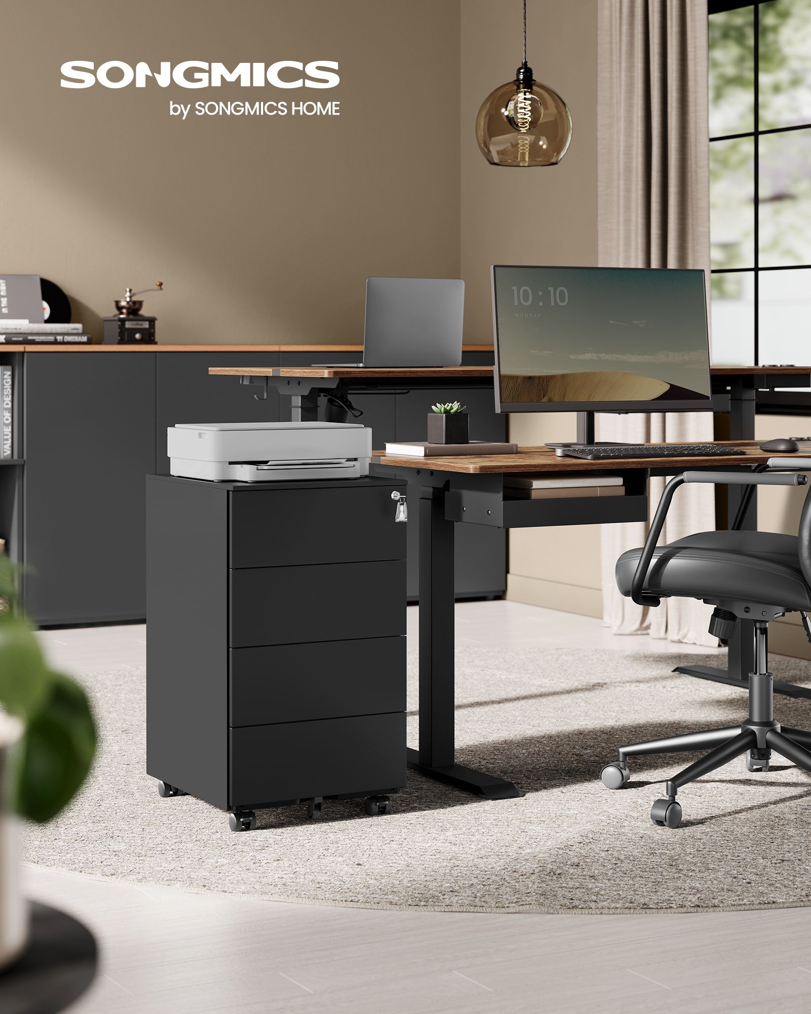 Mobile pedestal with 4 drawers and wheels ink black - Image 2