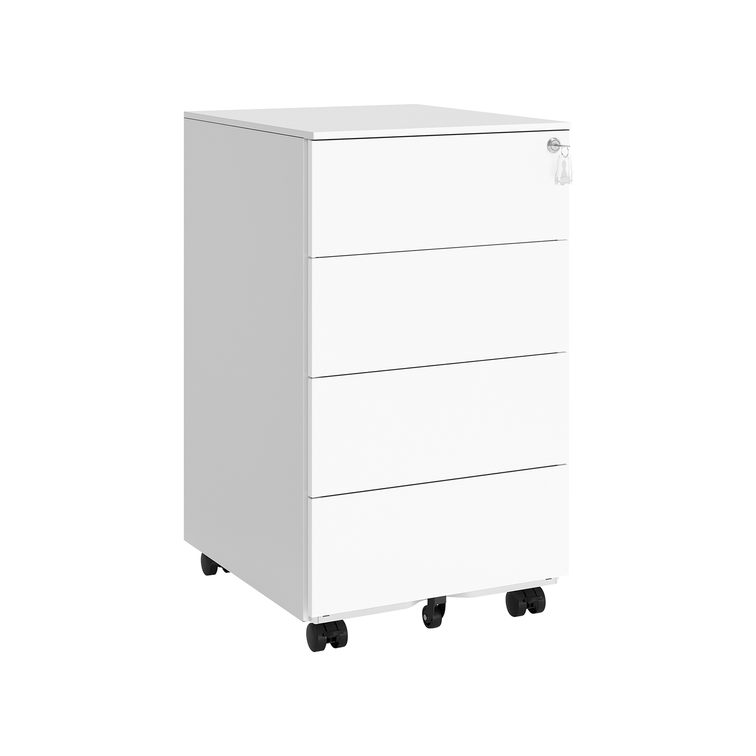 Mobile File Cabinet, Lockable, with 4 Drawers, Hold Documents, Stationery, Pre-Assembled, for Office, Home Office, 39 x 45 x 69.3 cm, Cloud White