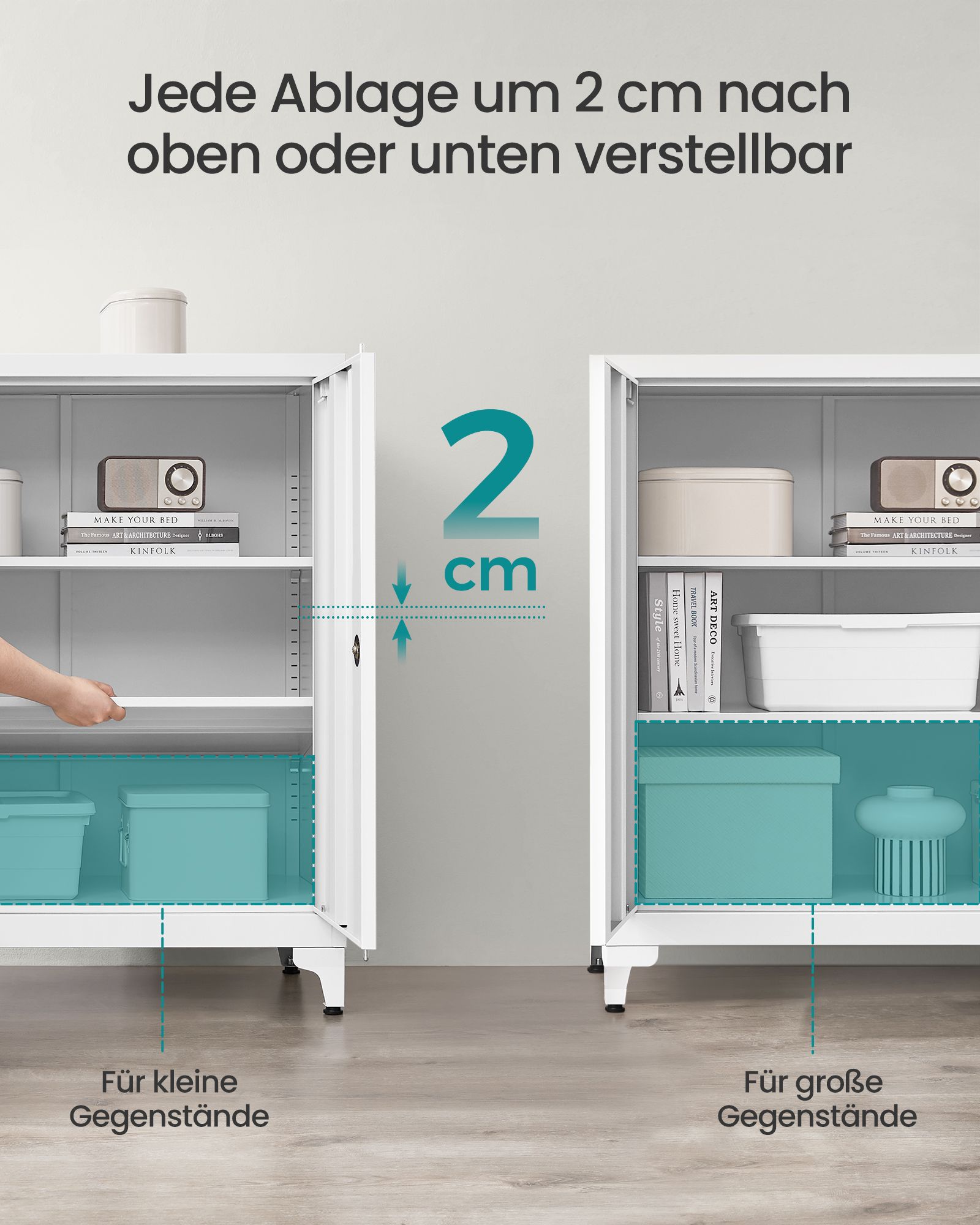 Aflåseligt arkivskab med 2 døre 40 x 80 x 90 cm mat hvid - Billede 4