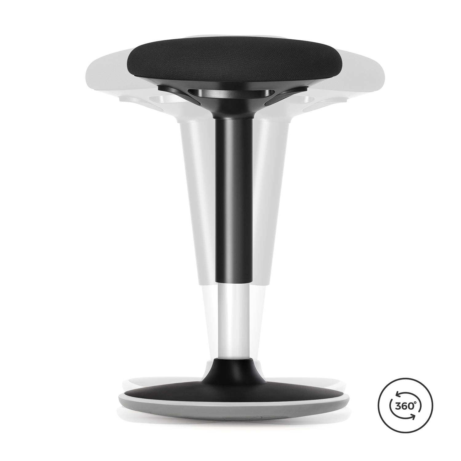 Aktiivinen jakkara, Wobble jakkara seisova työtuoli, tasapainotuoli, säädettävä korkeus 55-70 cm, ei asennusta, musta - Image 3