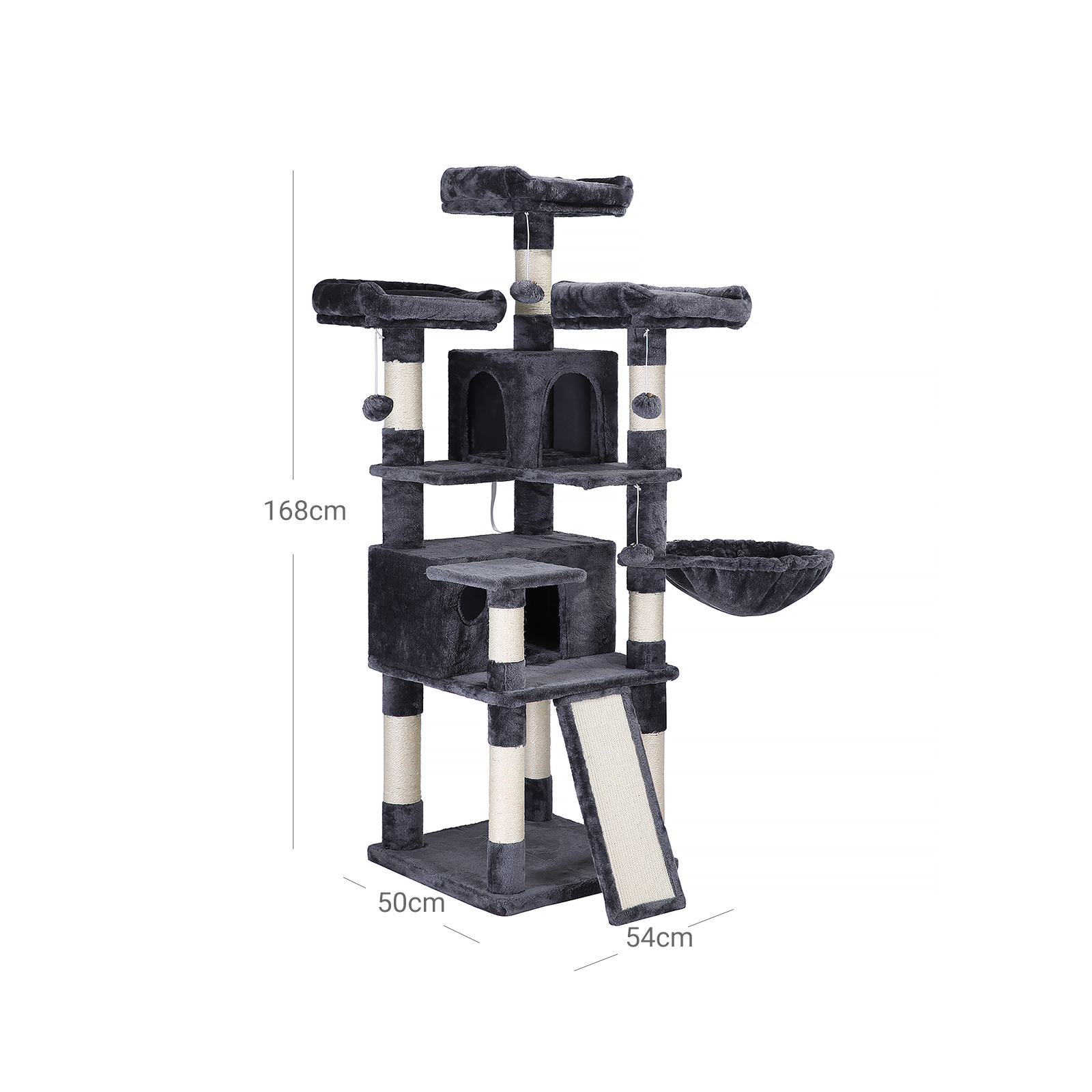 Cat Tree, XXL Cat Condo 172 cm, Smoky Grey PCT019G01 - Image 6