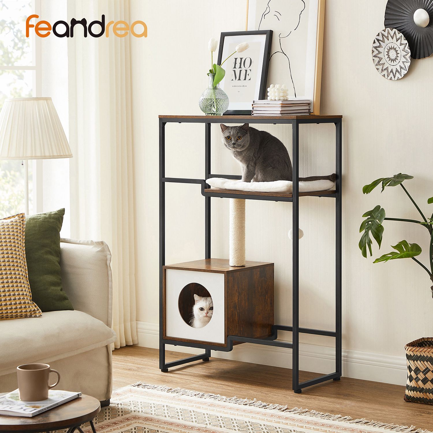 Cat Scratching Post 2-in-1 Furniture Vintage Brown - Image 2
