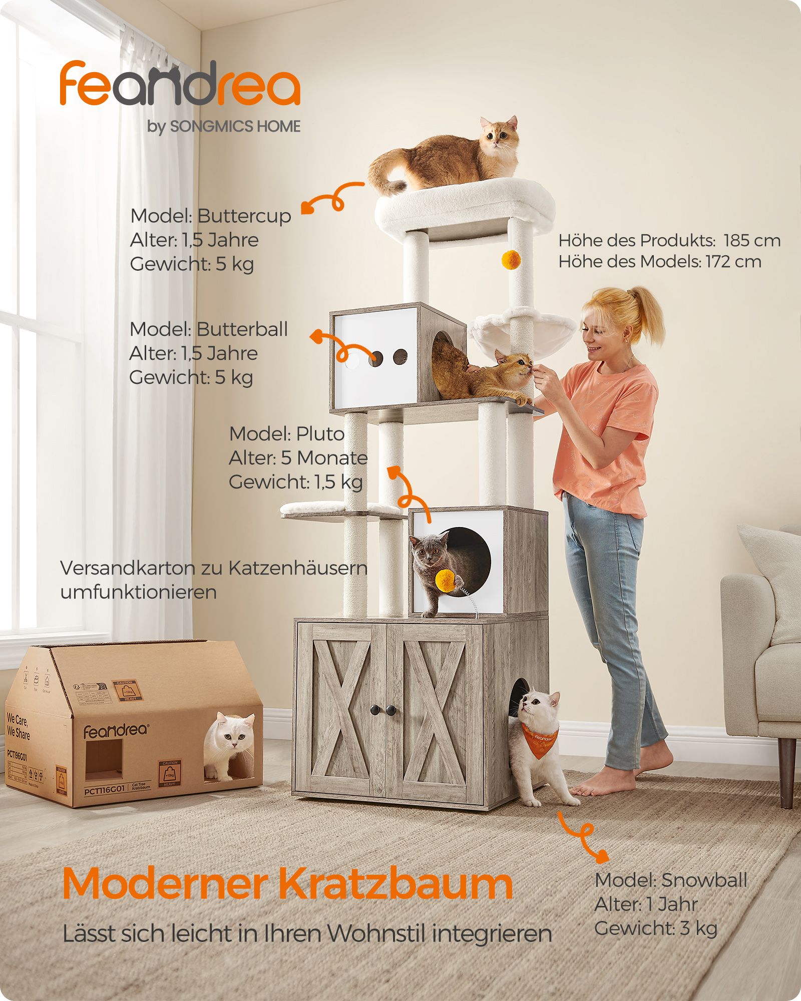 Kattetræ med skab til kattebakke - Billede 3