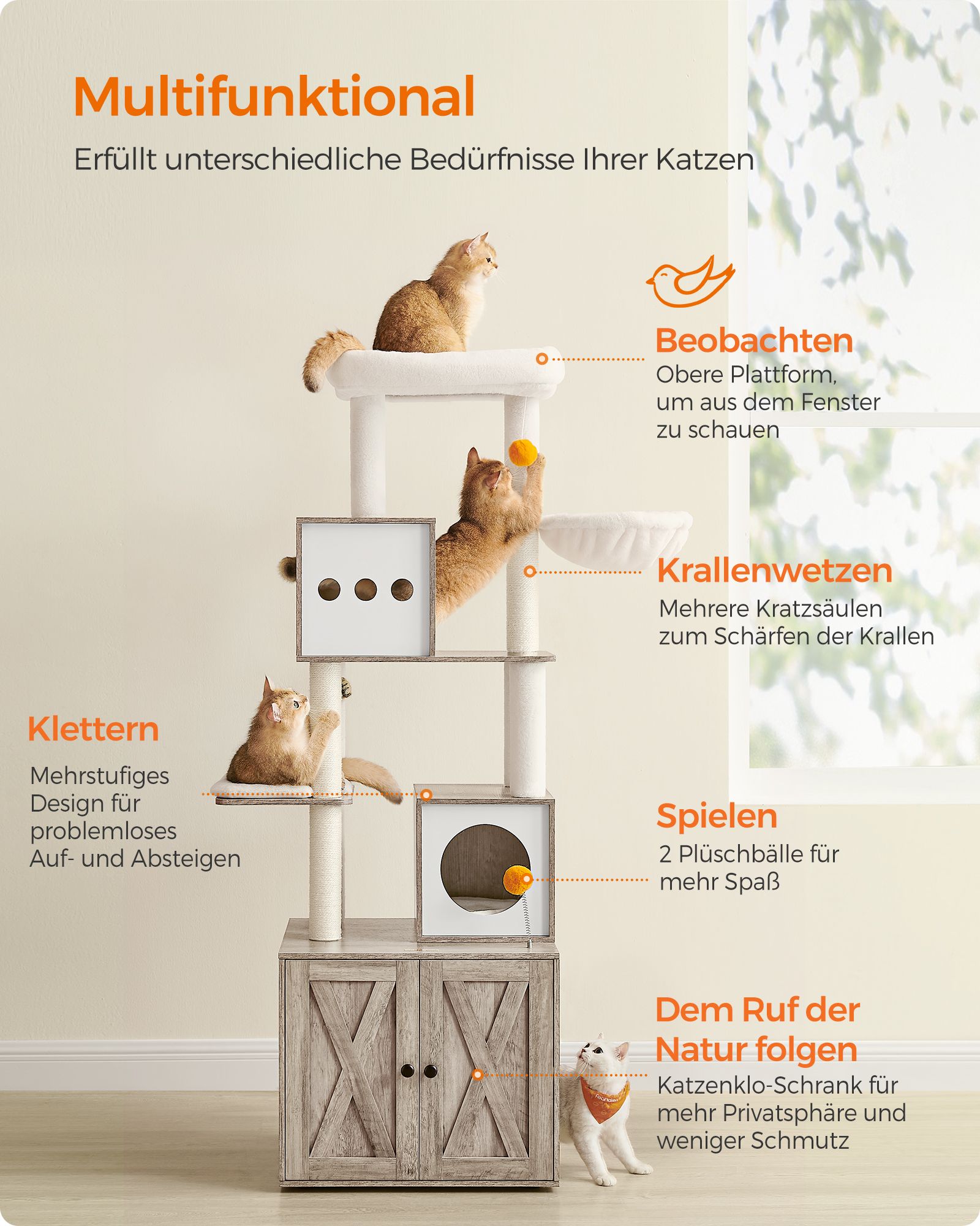 Kattetræ med skab til kattebakke - Billede 5