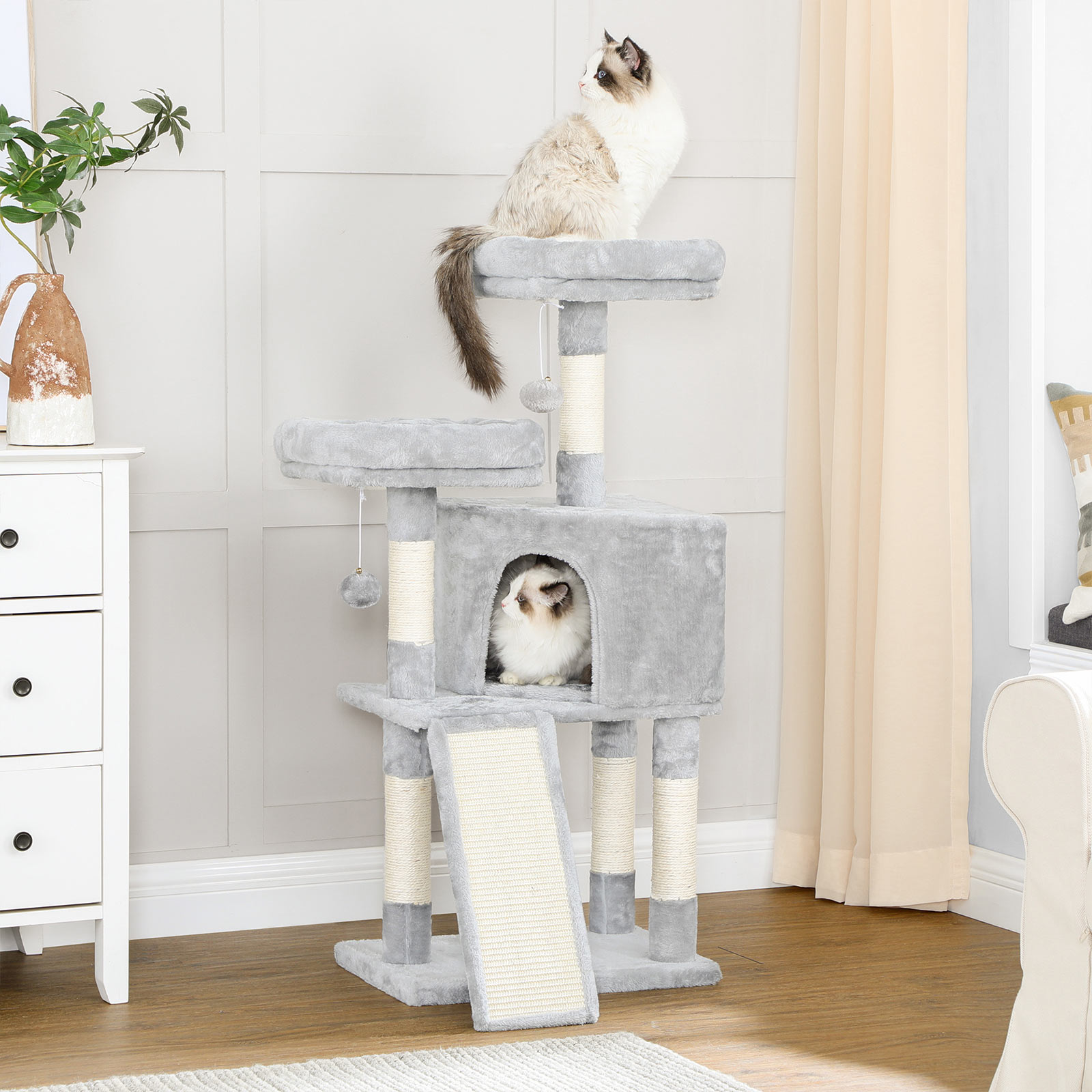 Kattetræ, Cat Condo 115 cm, kradseplade, lysegrå - Billede 3