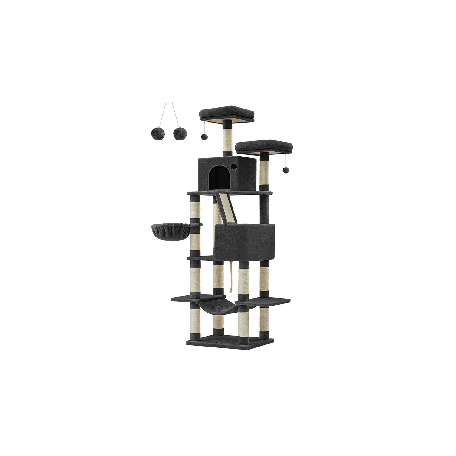 Scratching post large 206 cm high multi-storey ink black