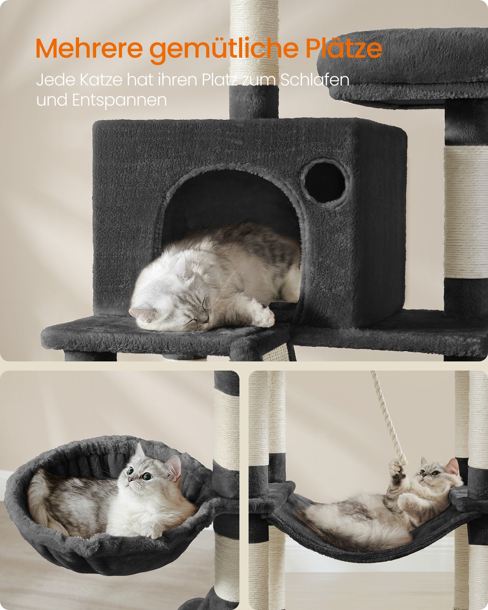 Scratching post large 206 cm high multi-storey ink black - Image 4
