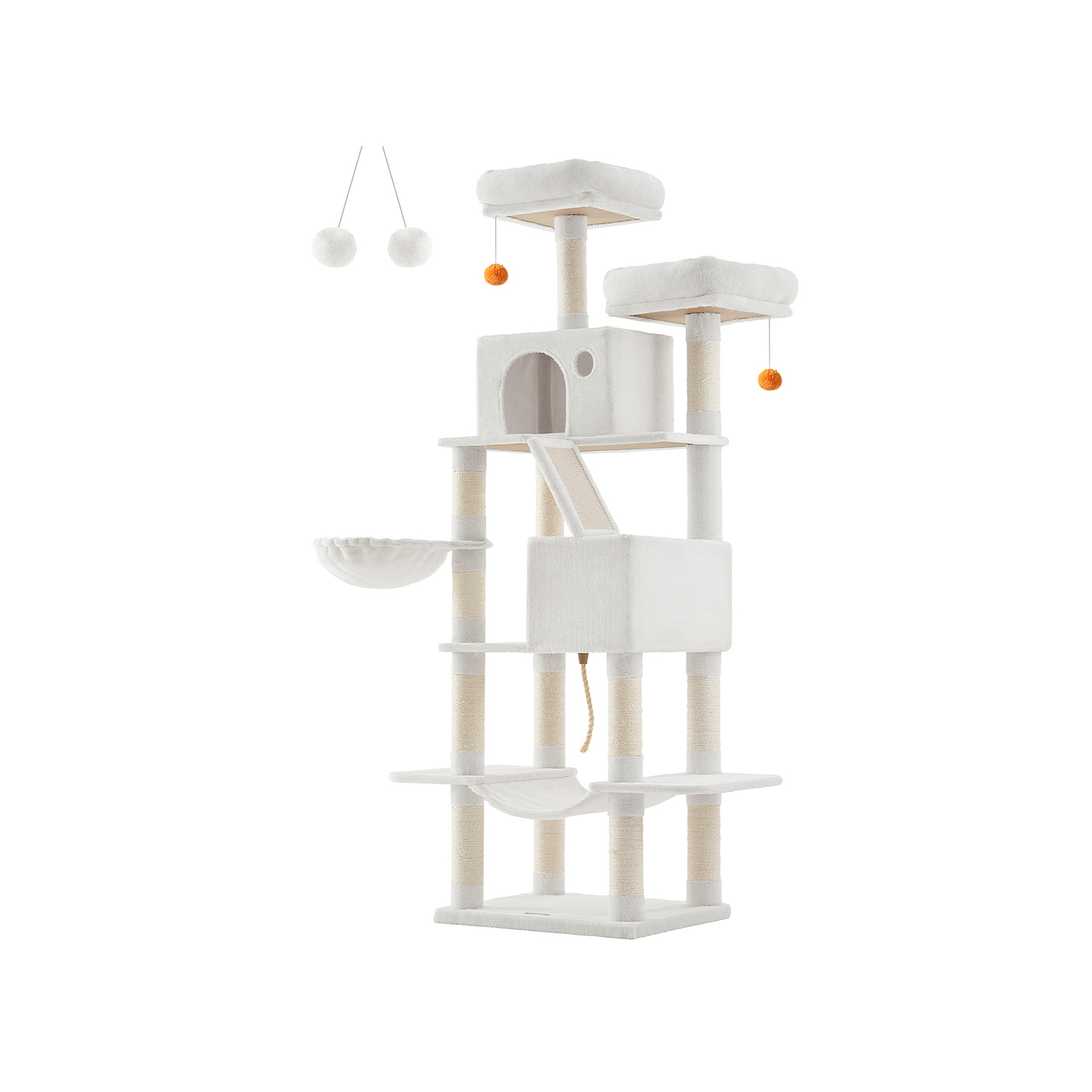 Kradsetræ stor 2 platforme plysbolde beige