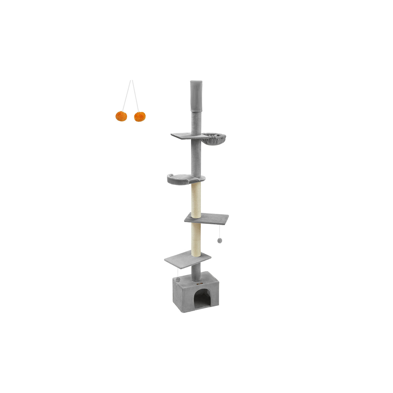 Cat tree ceiling-high 231-291 cm height-adjustable light grey