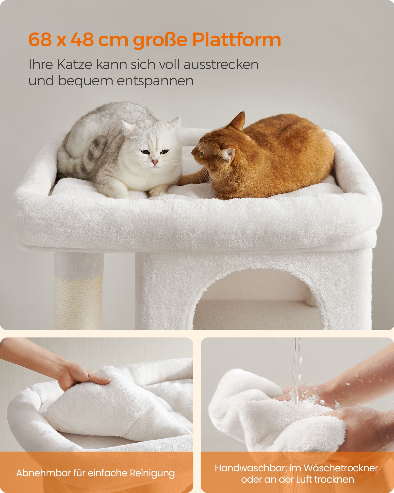 XL klösbräda med stor plattform cremevit - Bild 3
