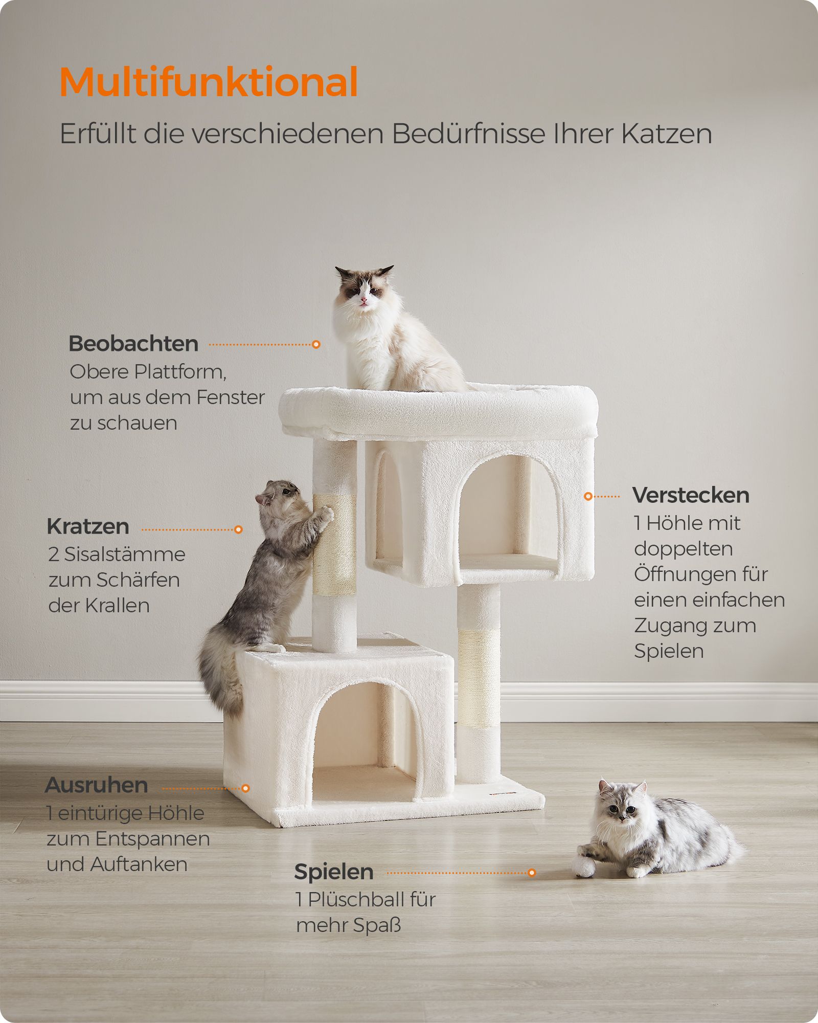XL klösbräda med stor plattform cremevit - Bild 4