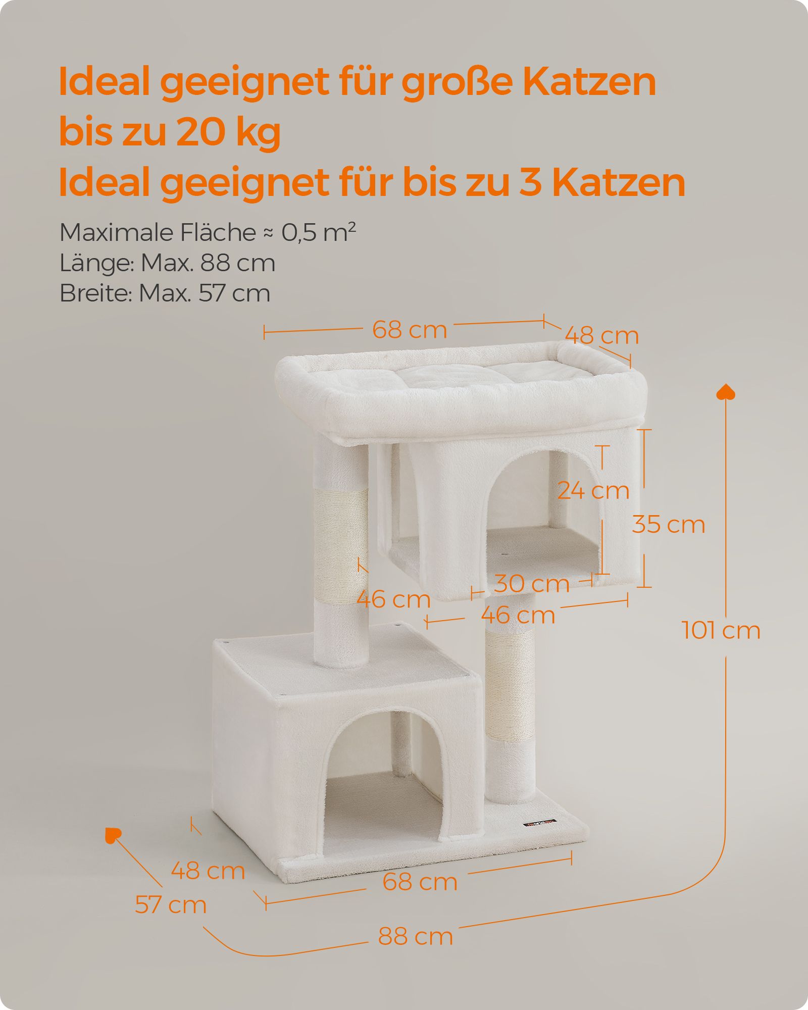 XL klösbräda med stor plattform cremevit - Bild 6